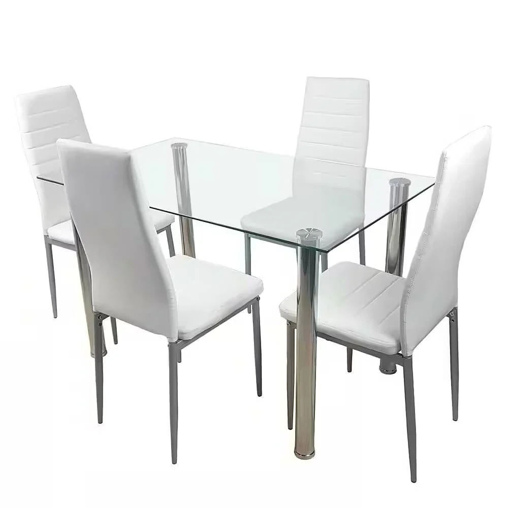 Modern 47-inch x 27-inch Tempered Glass Top Dining Table - Image 4