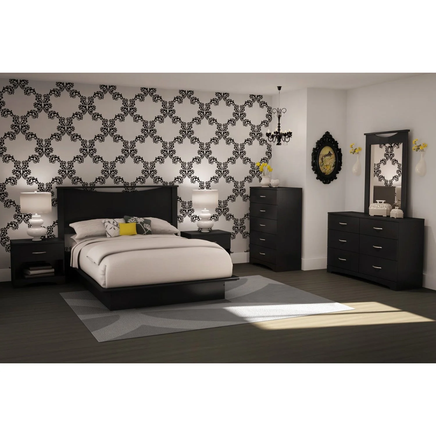 Modern 5-Drawer Bedroom Chest in Black Wood Finish - Image 5