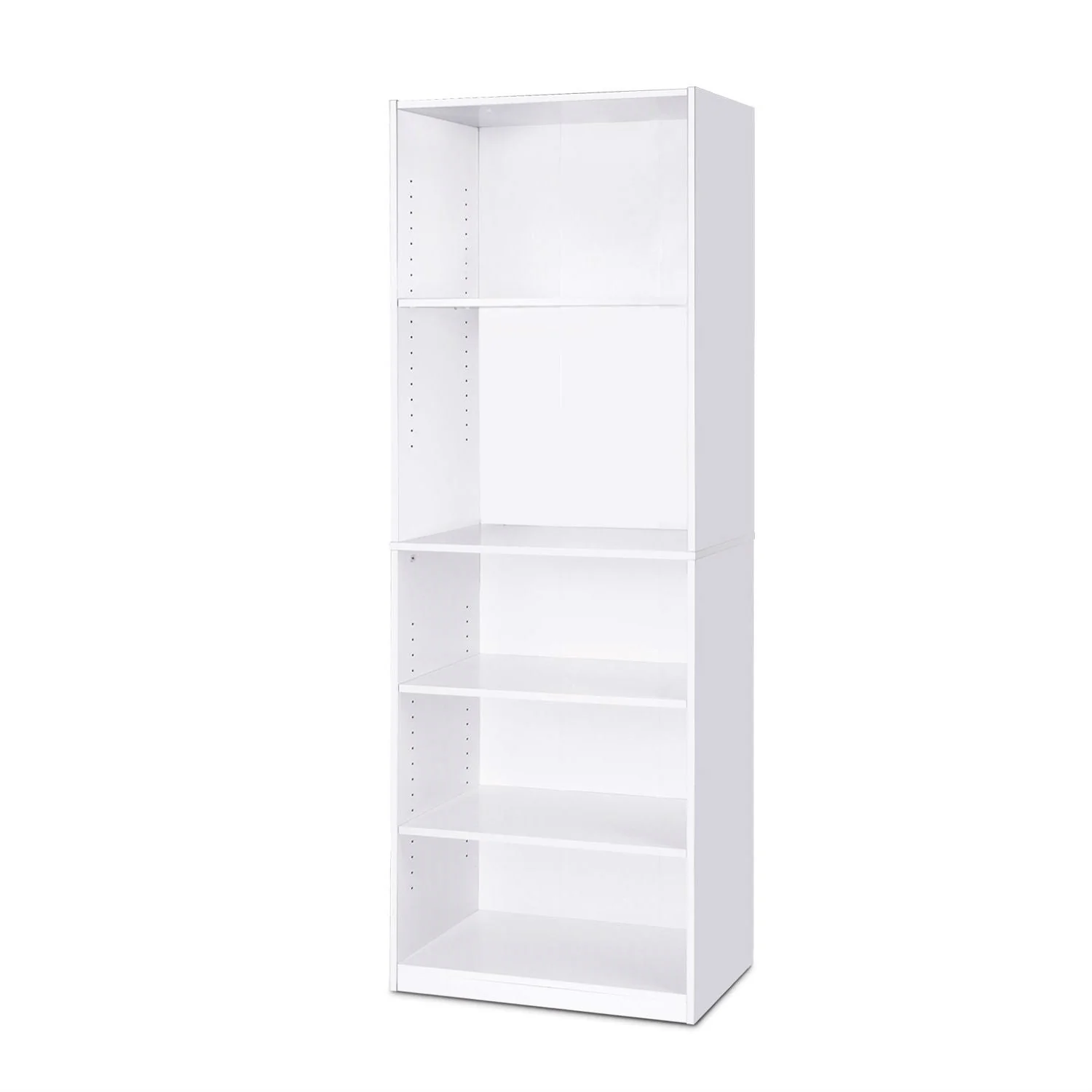 Modern 5-Shelf Bookcase in White Wood Finish - Image 2