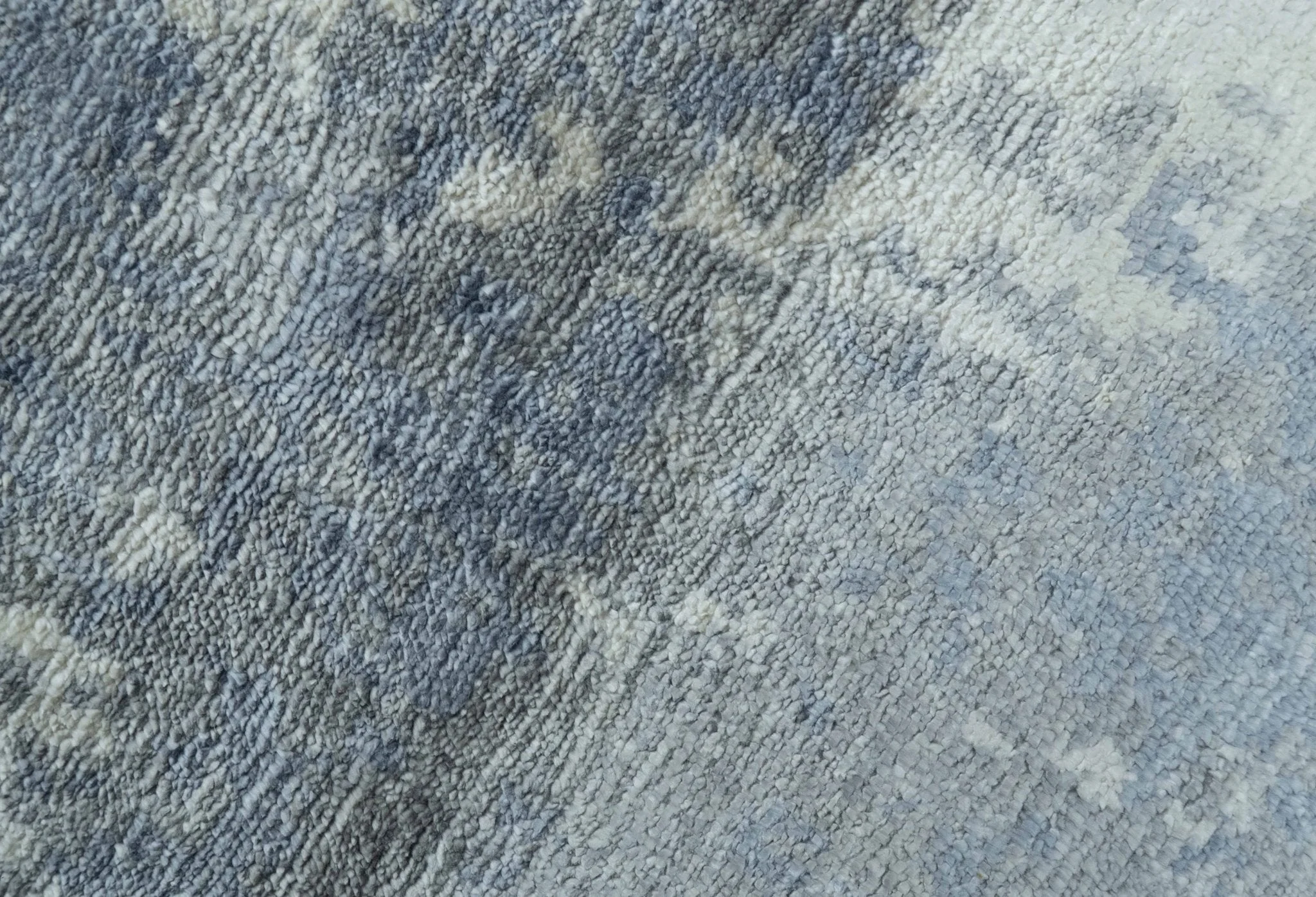 Modern Abstract Blue And Ivory Hand Knotted Wool Area Rug - Image 8