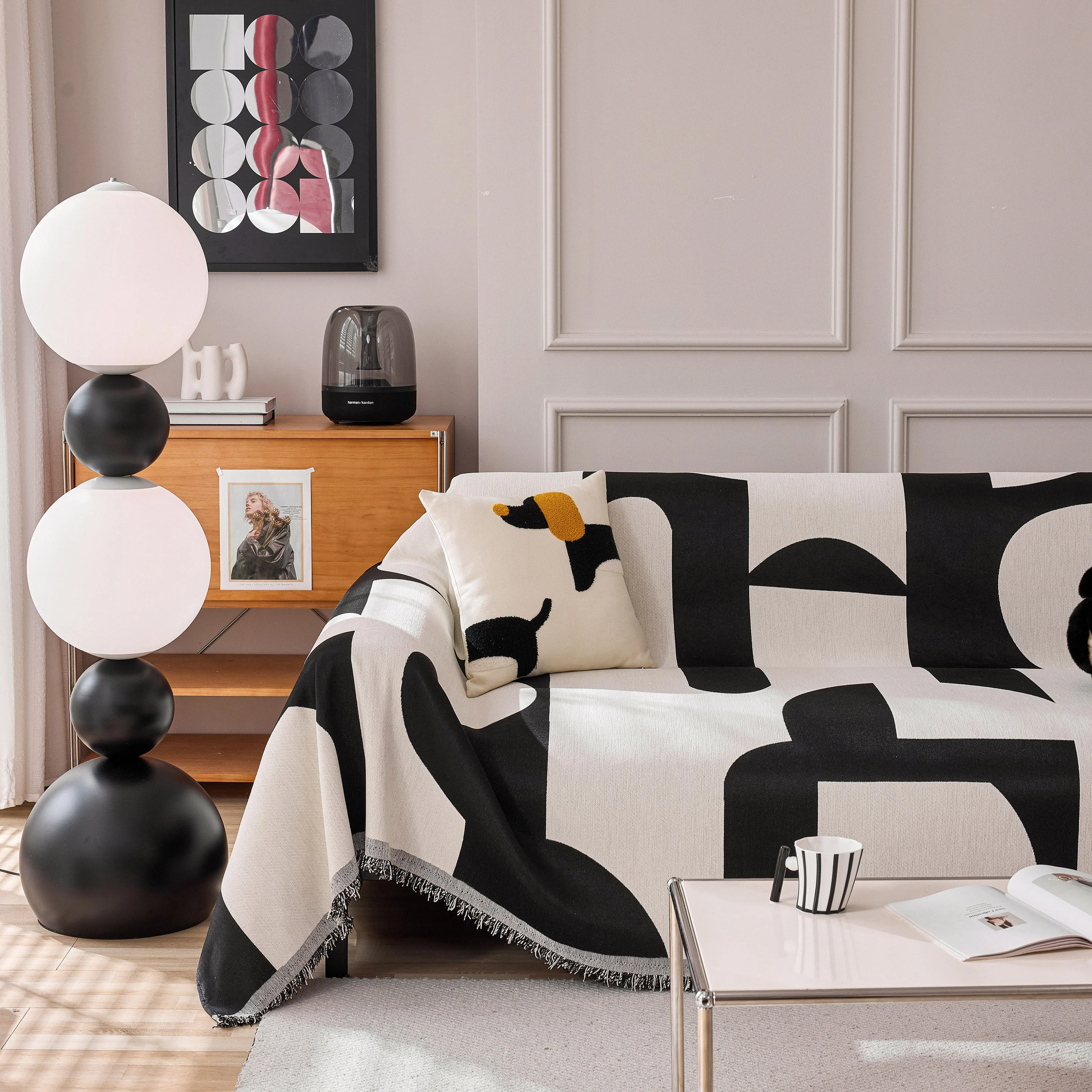 Modern Abstract Chenille Sofa Cover, Large Soft Throw Blanket with Tassels for Couch - Image 25