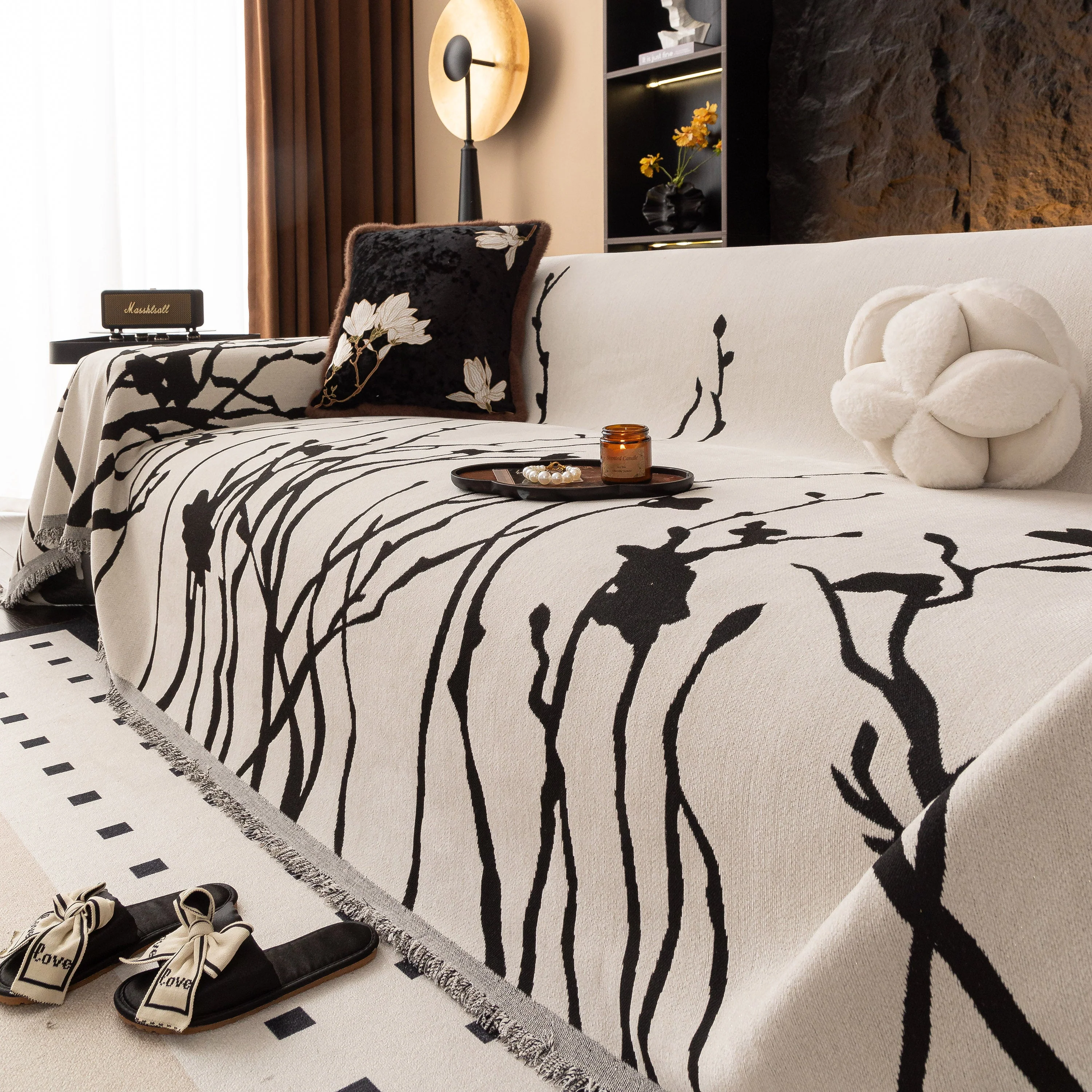 Modern Abstract Floral Sofa Throw Blanket, Decor Furniture Protector for Living Room - Image 15