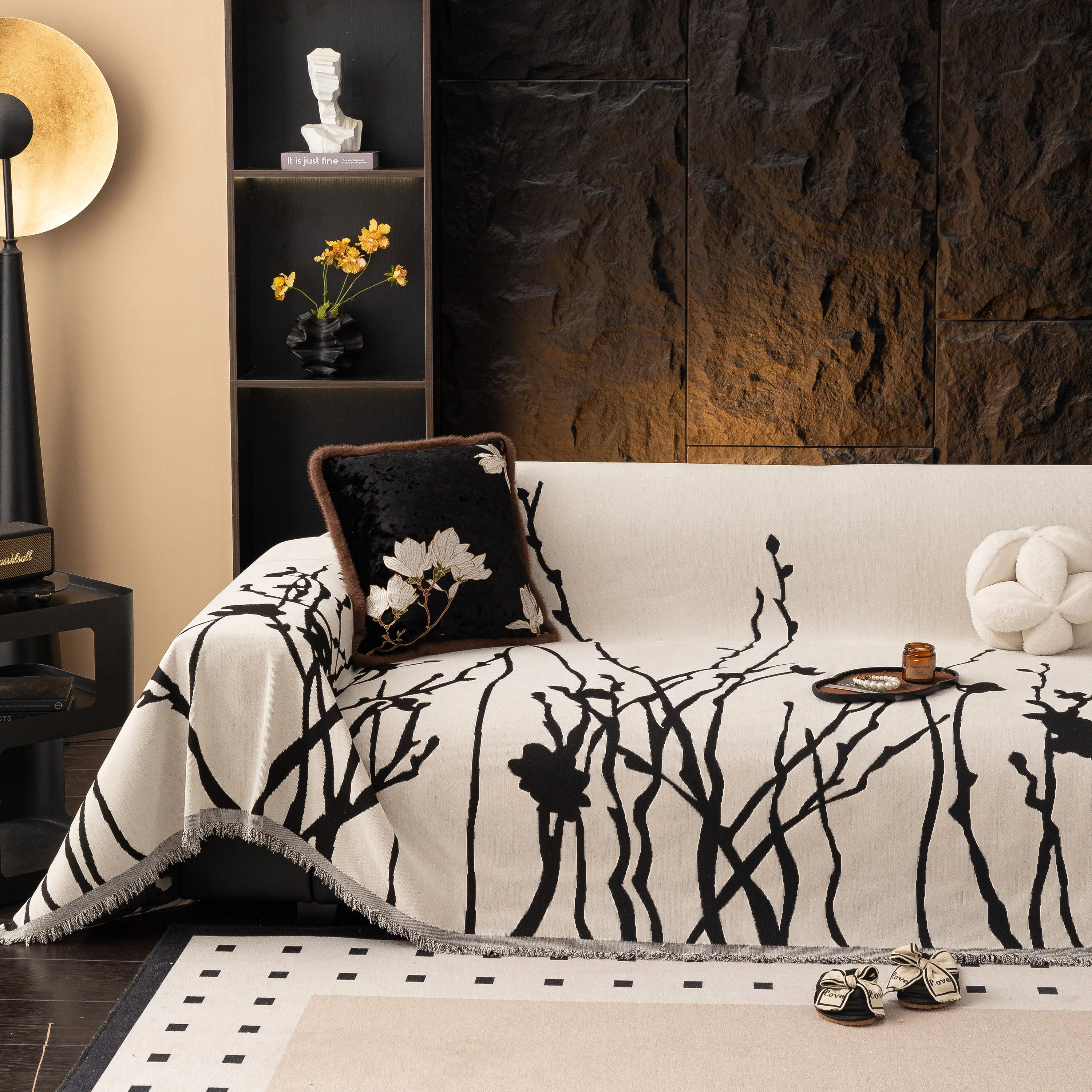 Modern Abstract Floral Sofa Throw Blanket, Decor Furniture Protector for Living Room - Image 16