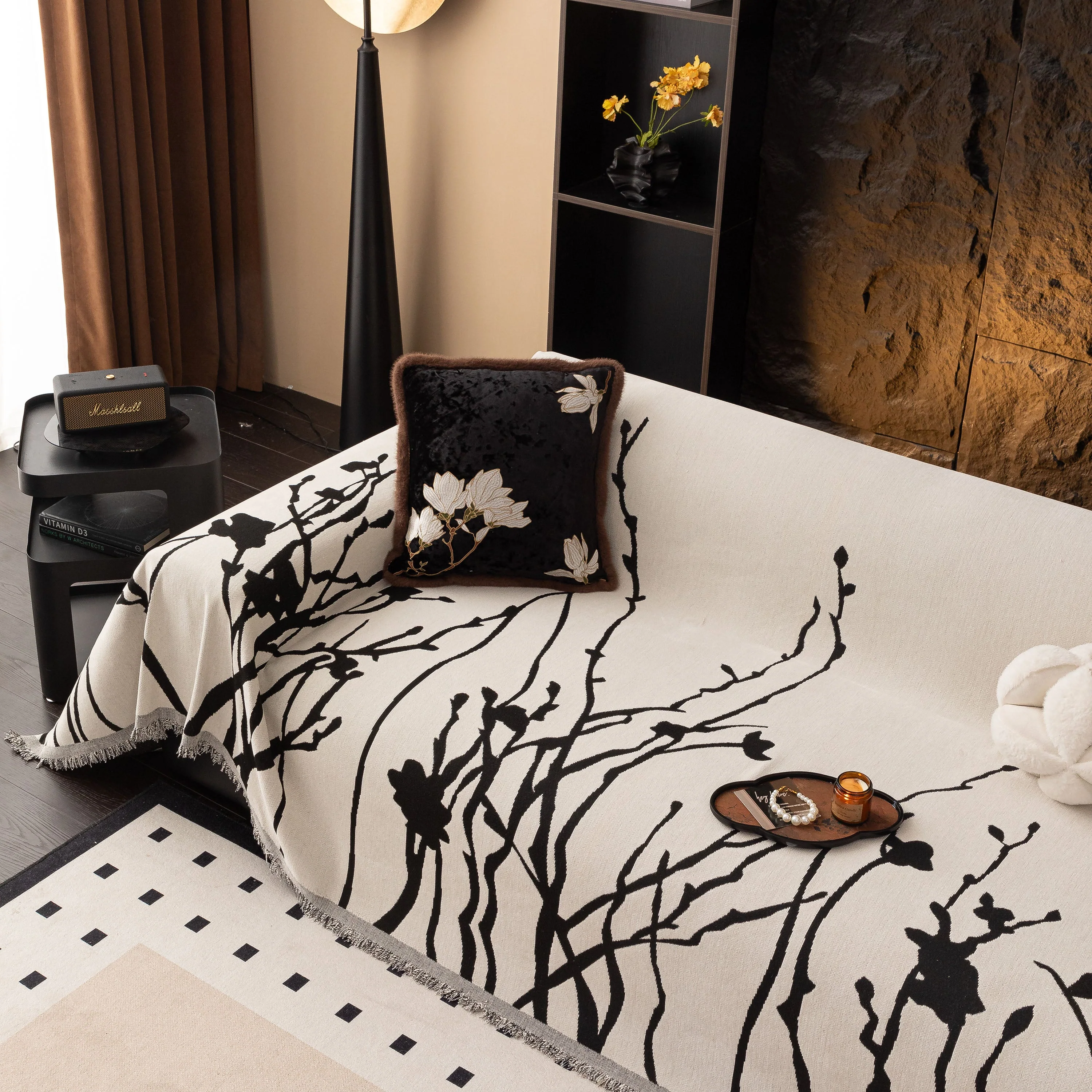 Modern Abstract Floral Sofa Throw Blanket, Decor Furniture Protector for Living Room - Image 18