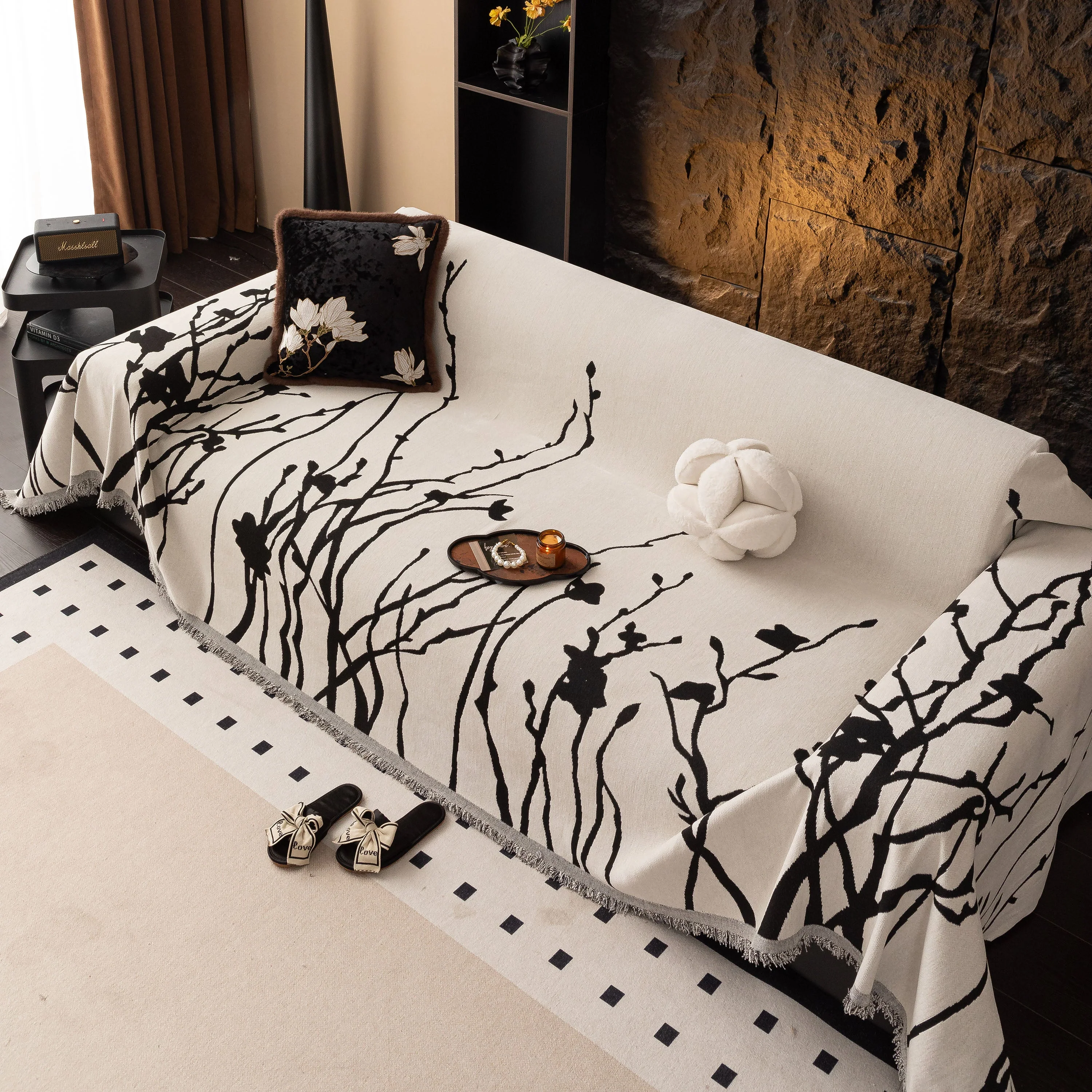 Modern Abstract Floral Sofa Throw Blanket, Decor Furniture Protector for Living Room - Image 19