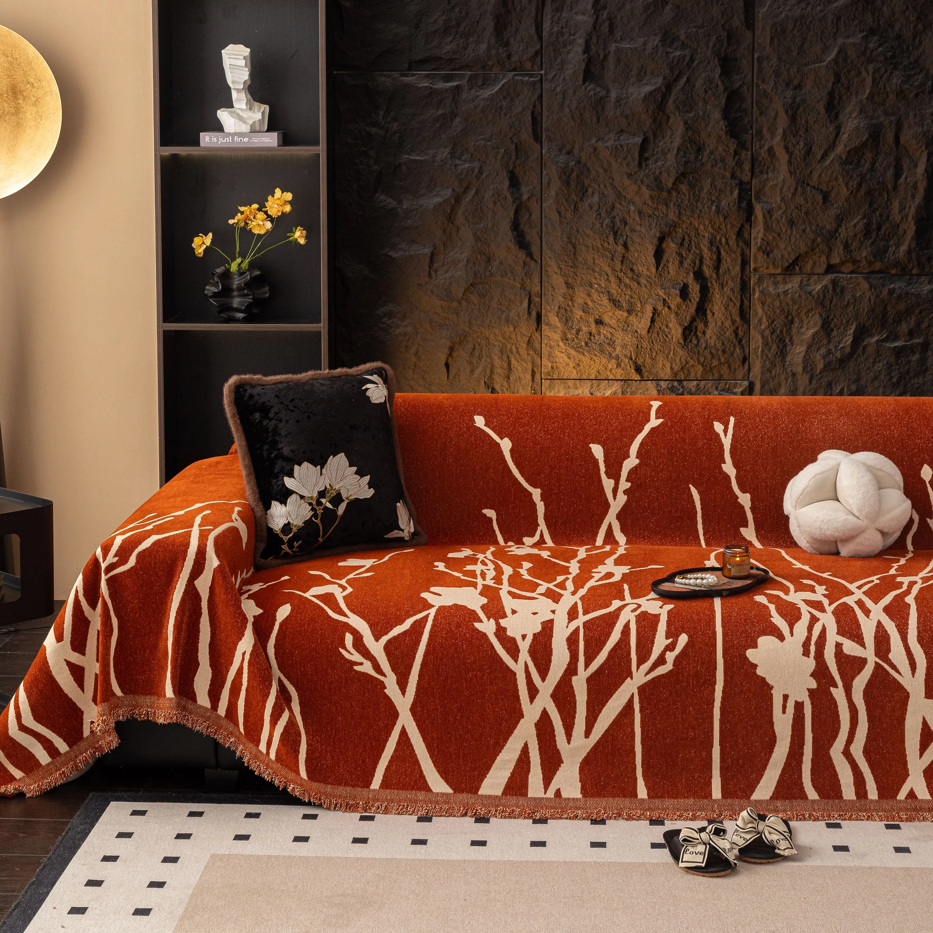 Modern Abstract Floral Sofa Throw Blanket, Decor Furniture Protector for Living Room - Image 2