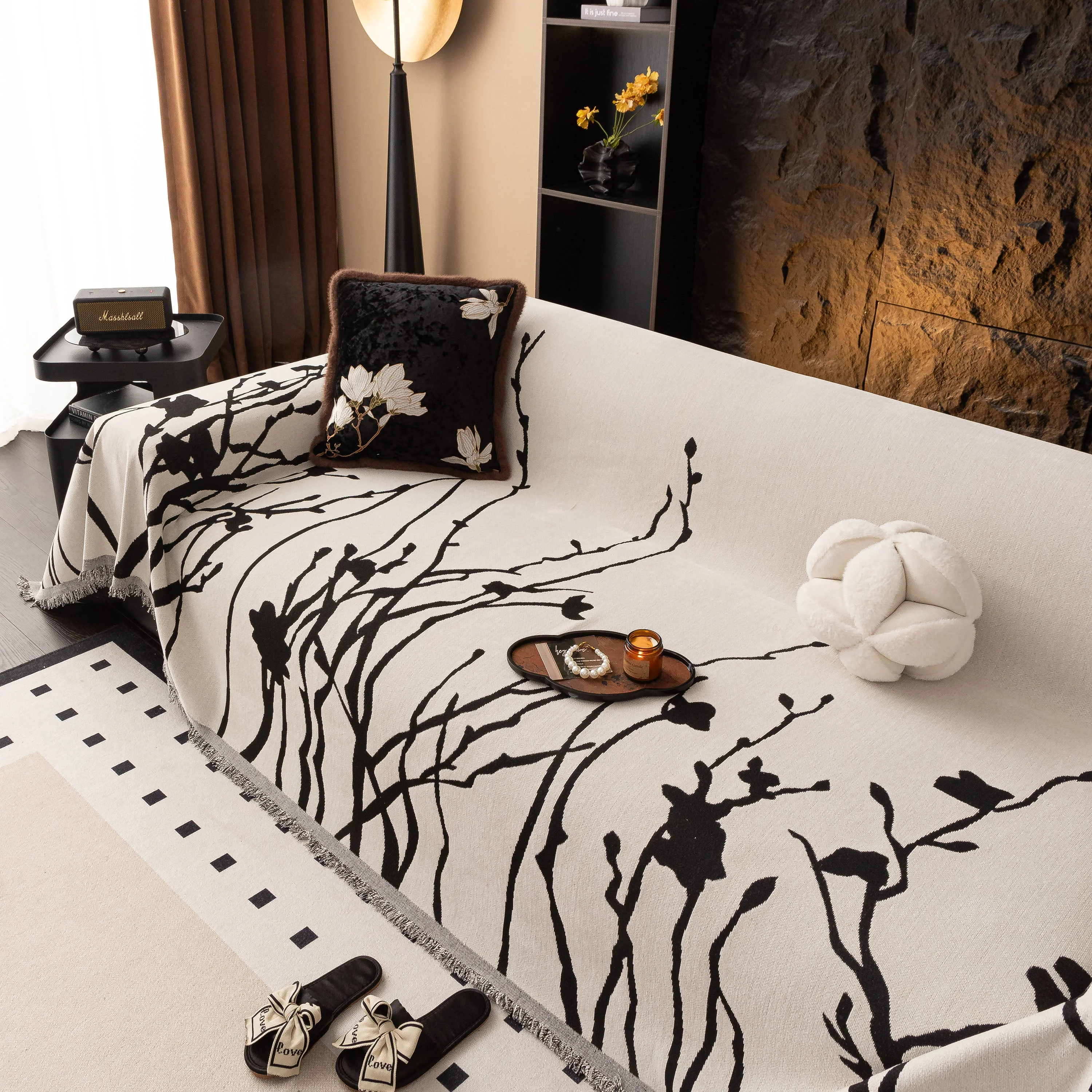 Modern Abstract Floral Sofa Throw Blanket, Decor Furniture Protector for Living Room - Image 20