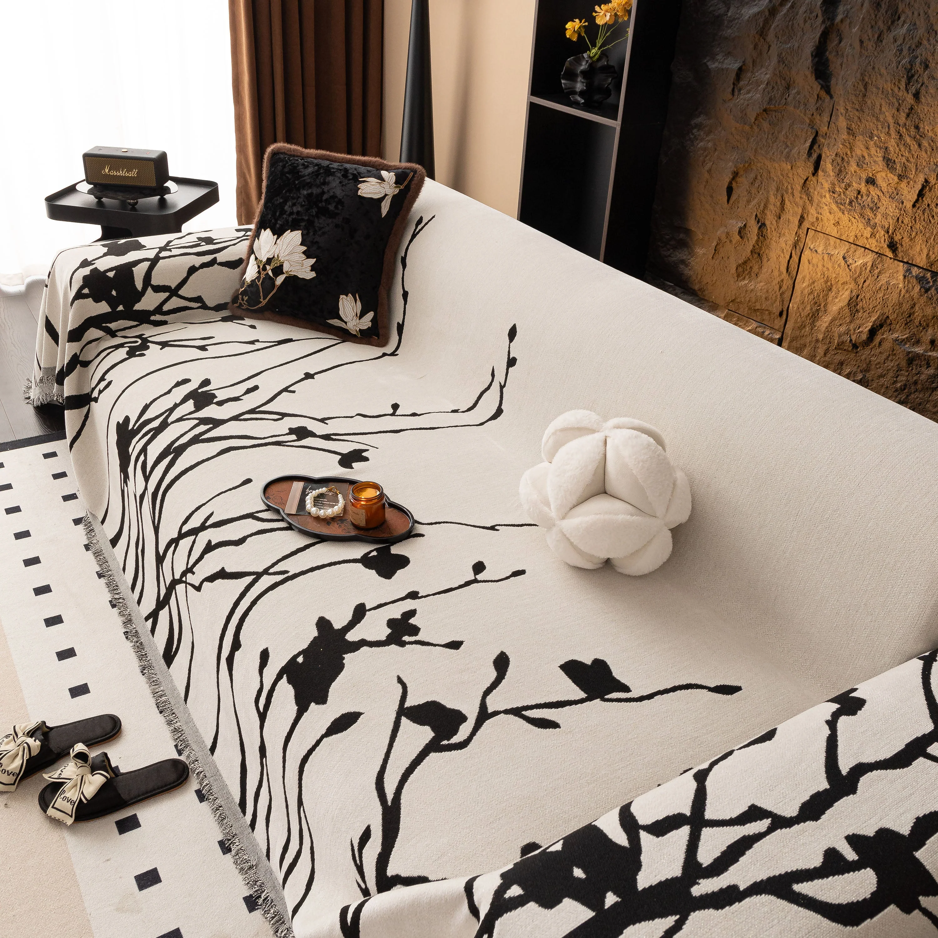 Modern Abstract Floral Sofa Throw Blanket, Decor Furniture Protector for Living Room - Image 21