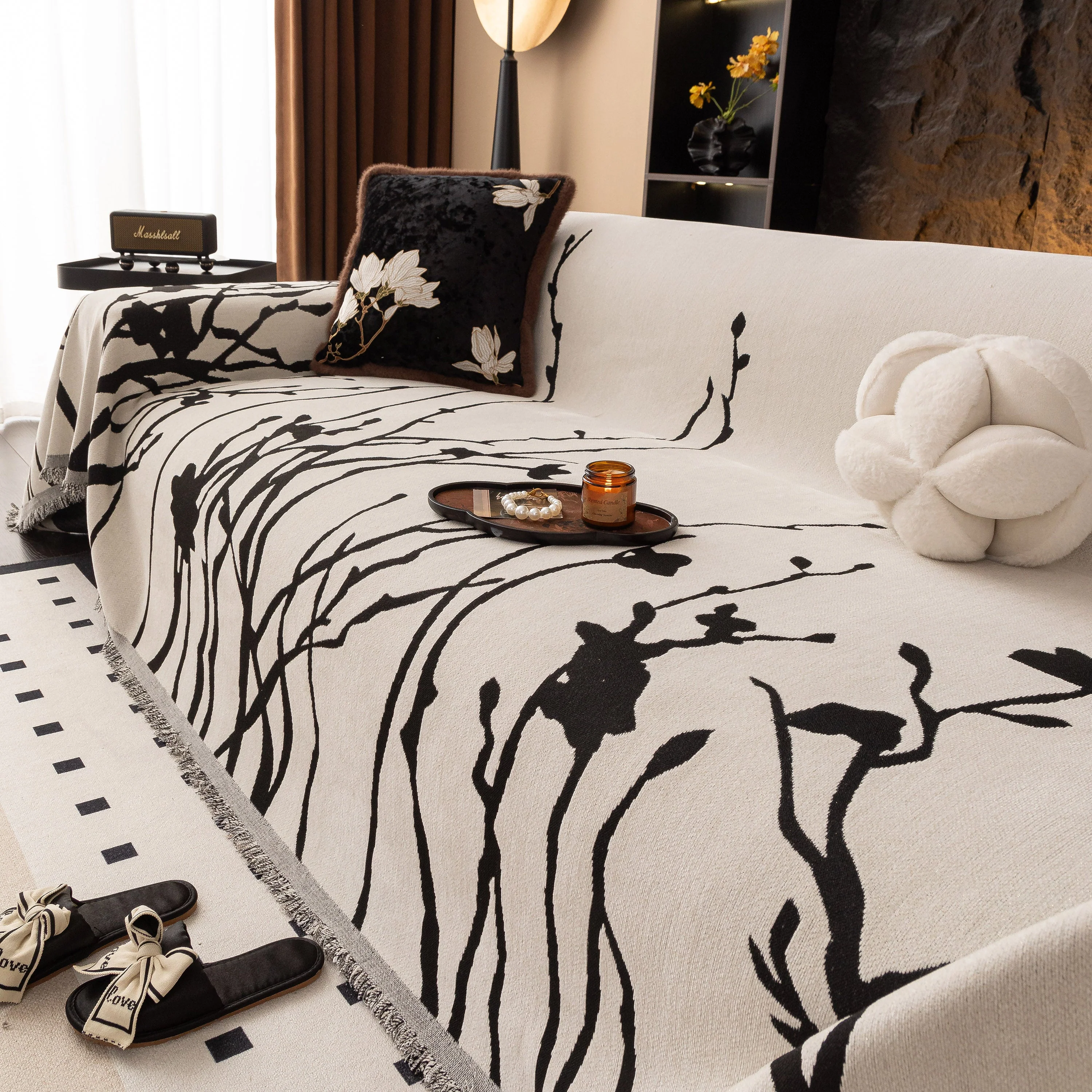 Modern Abstract Floral Sofa Throw Blanket, Decor Furniture Protector for Living Room - Image 27