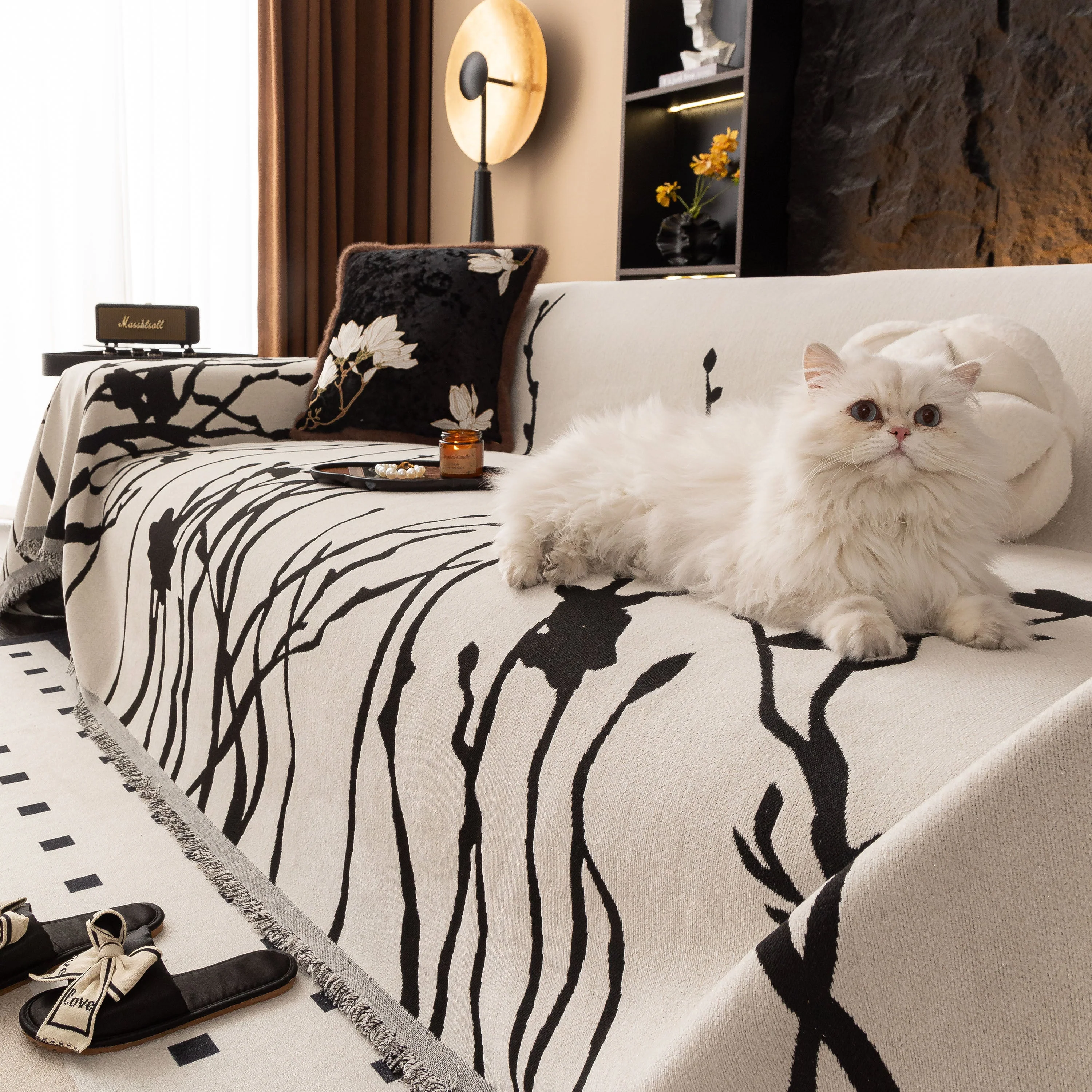 Modern Abstract Floral Sofa Throw Blanket, Decor Furniture Protector for Living Room - Image 28