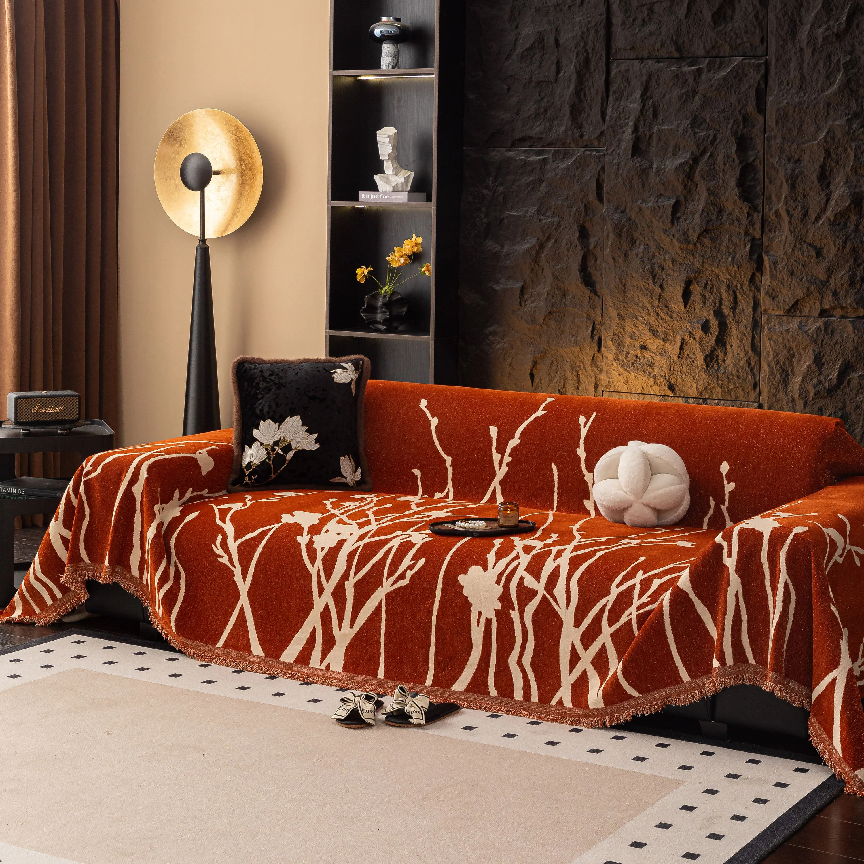 Modern Abstract Floral Sofa Throw Blanket, Decor Furniture Protector for Living Room - Image 3
