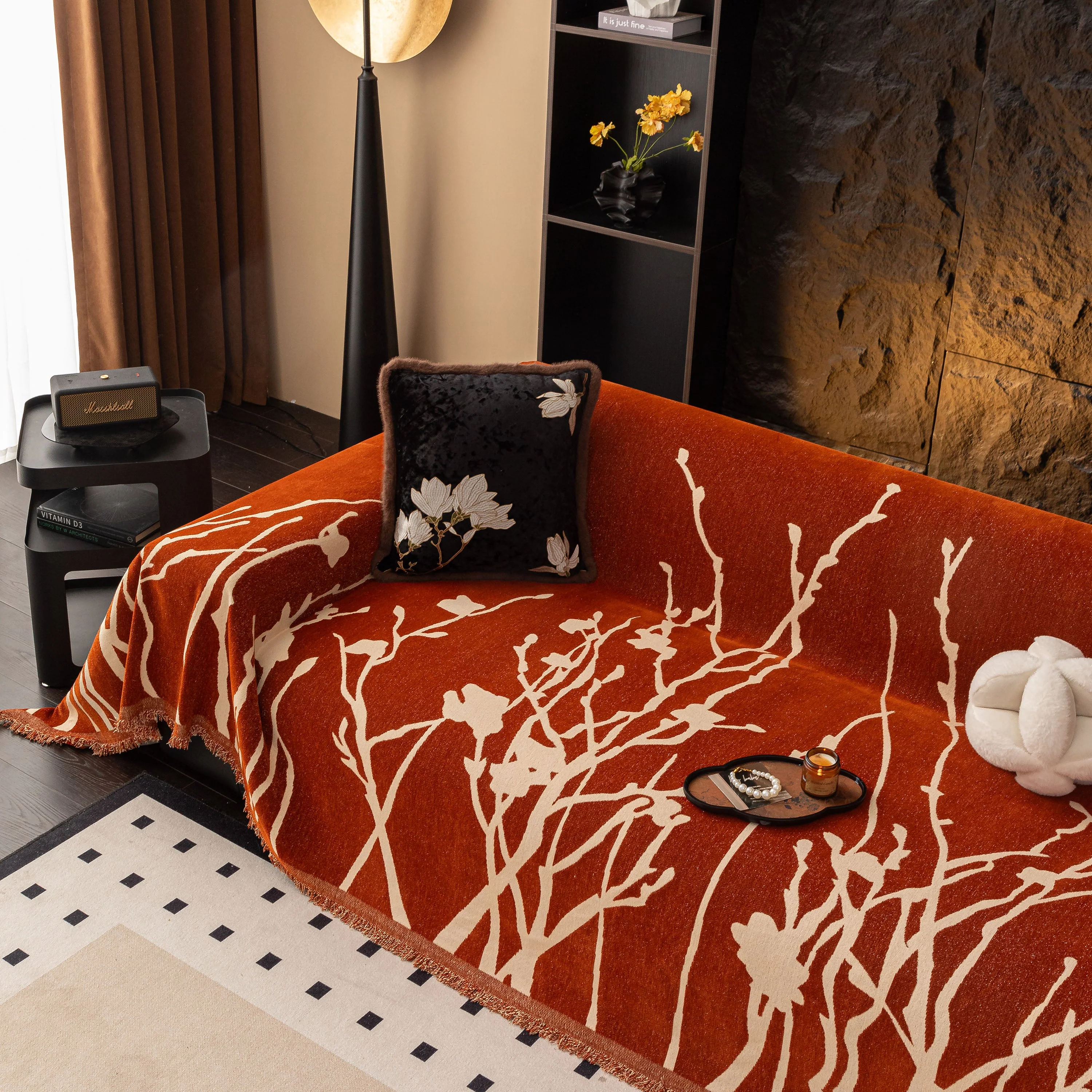 Modern Abstract Floral Sofa Throw Blanket, Decor Furniture Protector for Living Room - Image 4