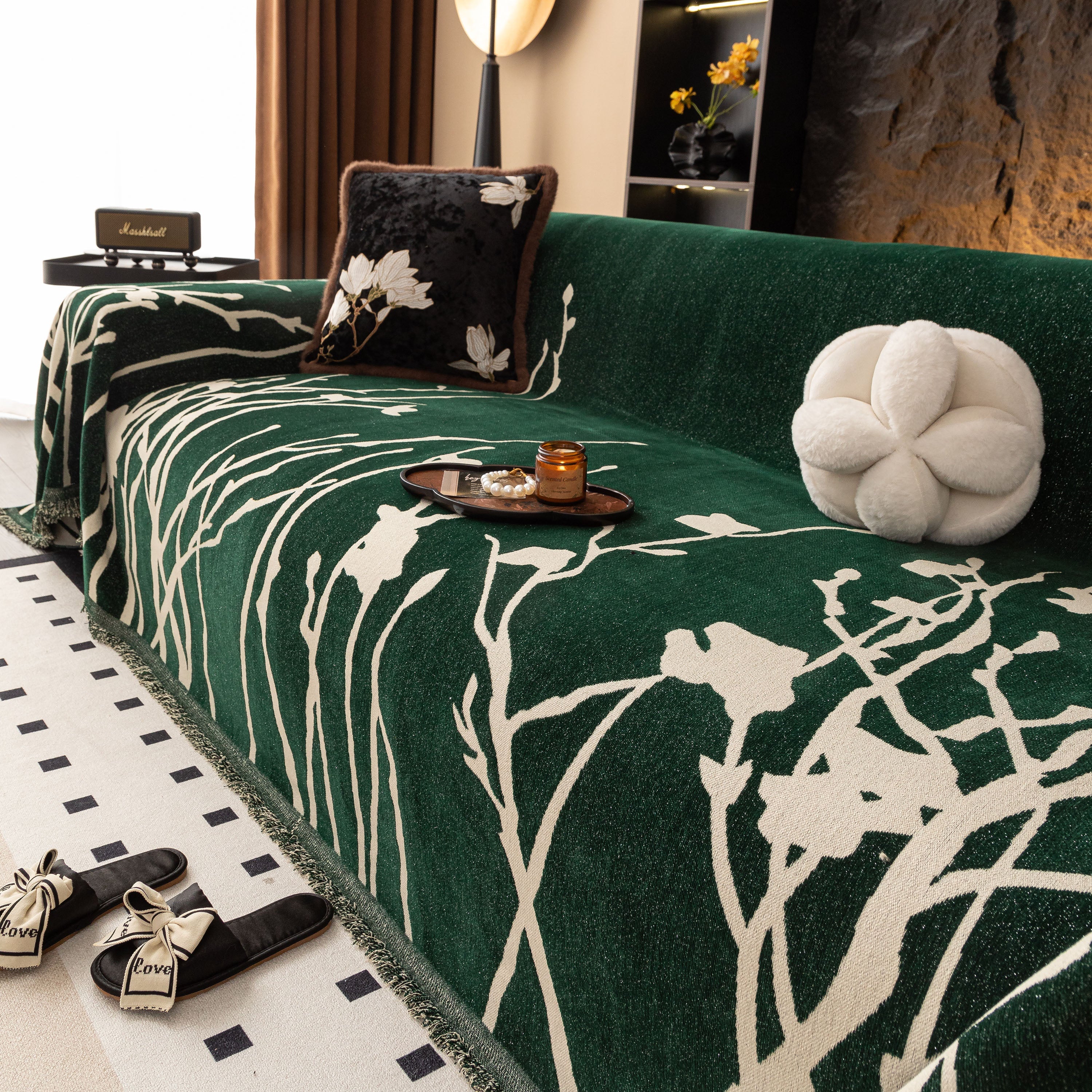 Modern Abstract Floral Sofa Throw Blanket, Decor Furniture Protector for Living Room - Image 41