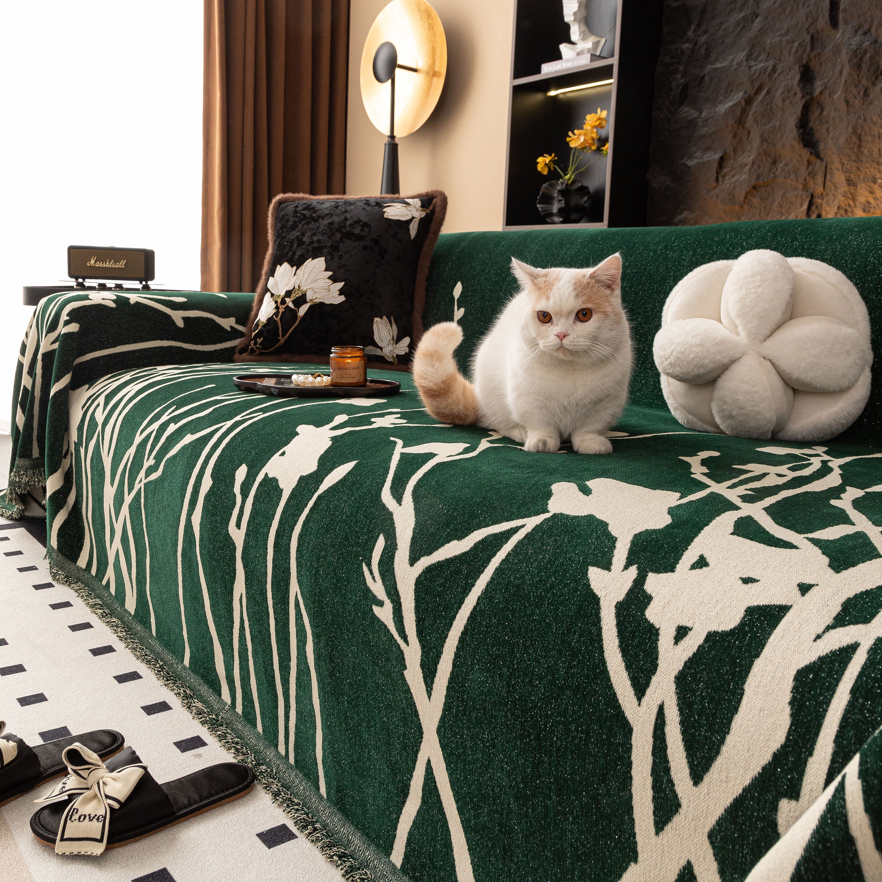 Modern Abstract Floral Sofa Throw Blanket, Decor Furniture Protector for Living Room - Image 42