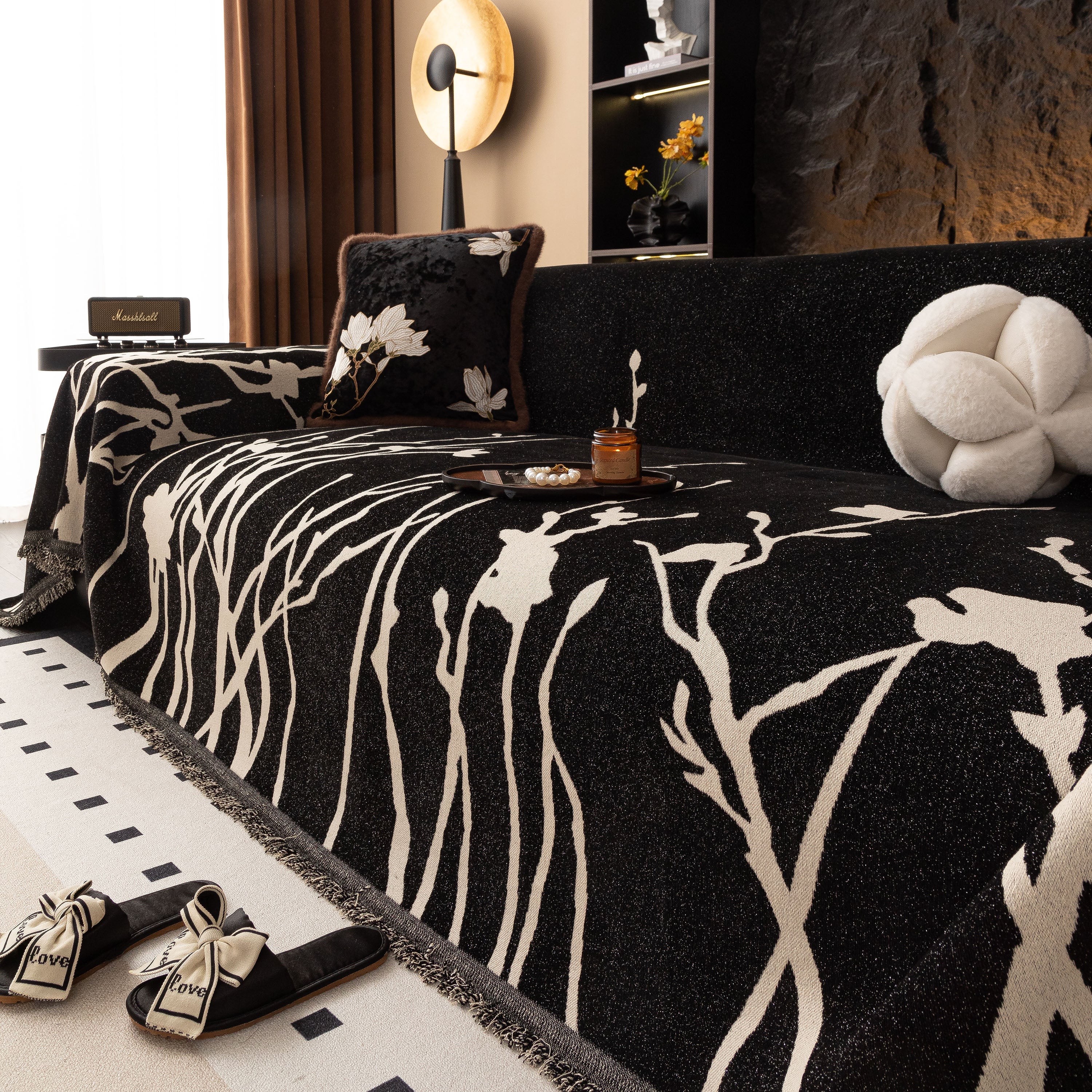 Modern Abstract Floral Sofa Throw Blanket, Decor Furniture Protector for Living Room - Image 43