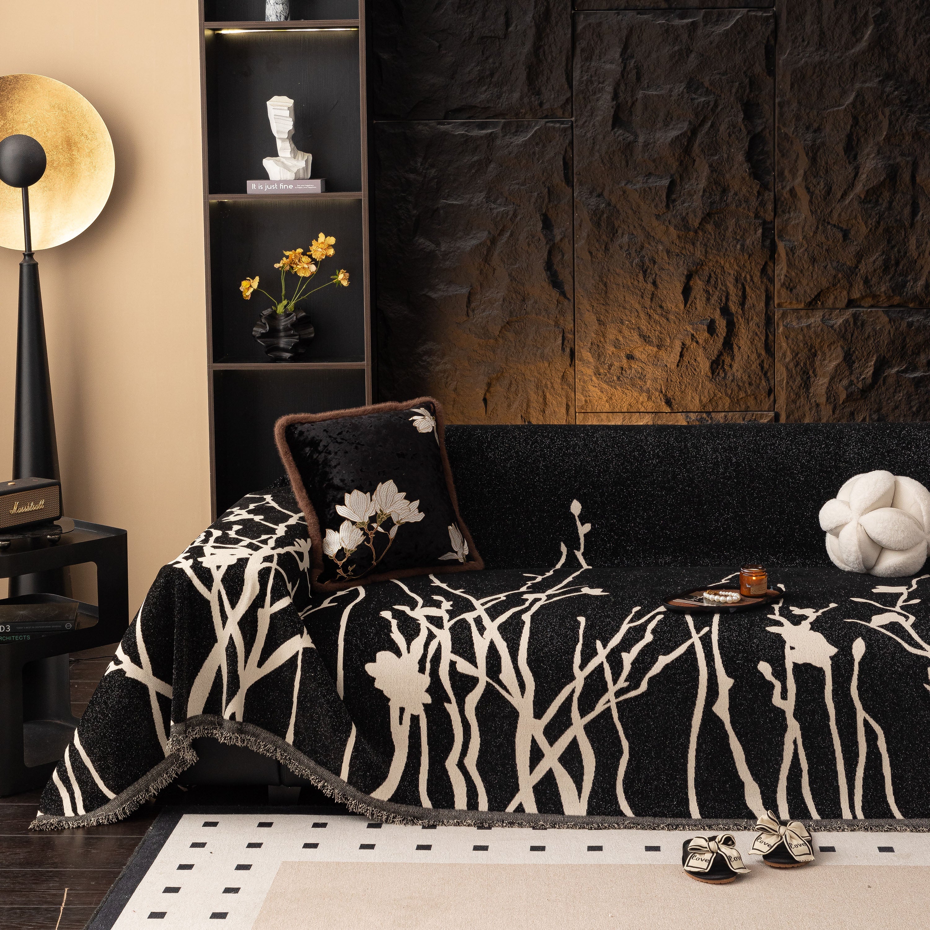 Modern Abstract Floral Sofa Throw Blanket, Decor Furniture Protector for Living Room - Image 44