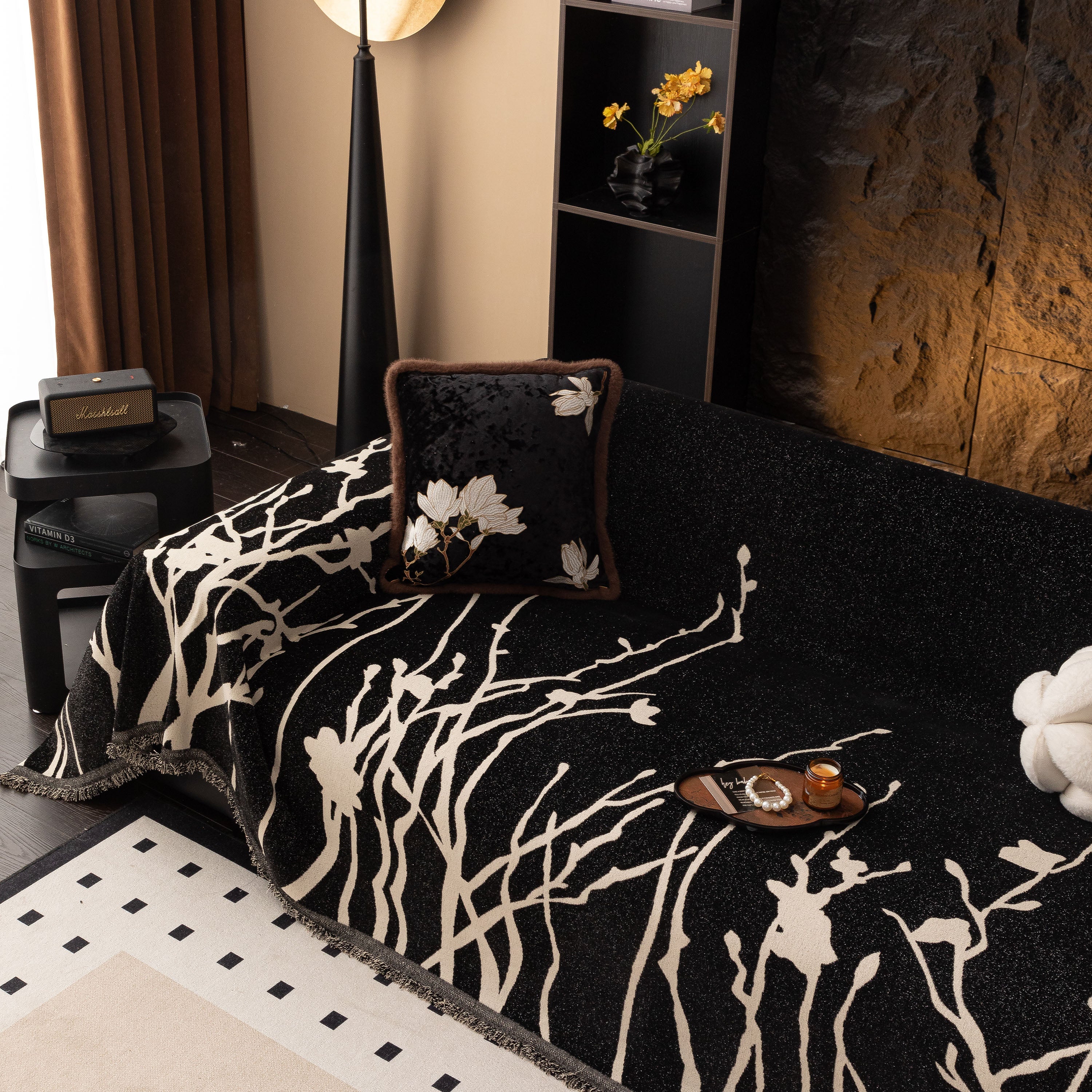 Modern Abstract Floral Sofa Throw Blanket, Decor Furniture Protector for Living Room - Image 46