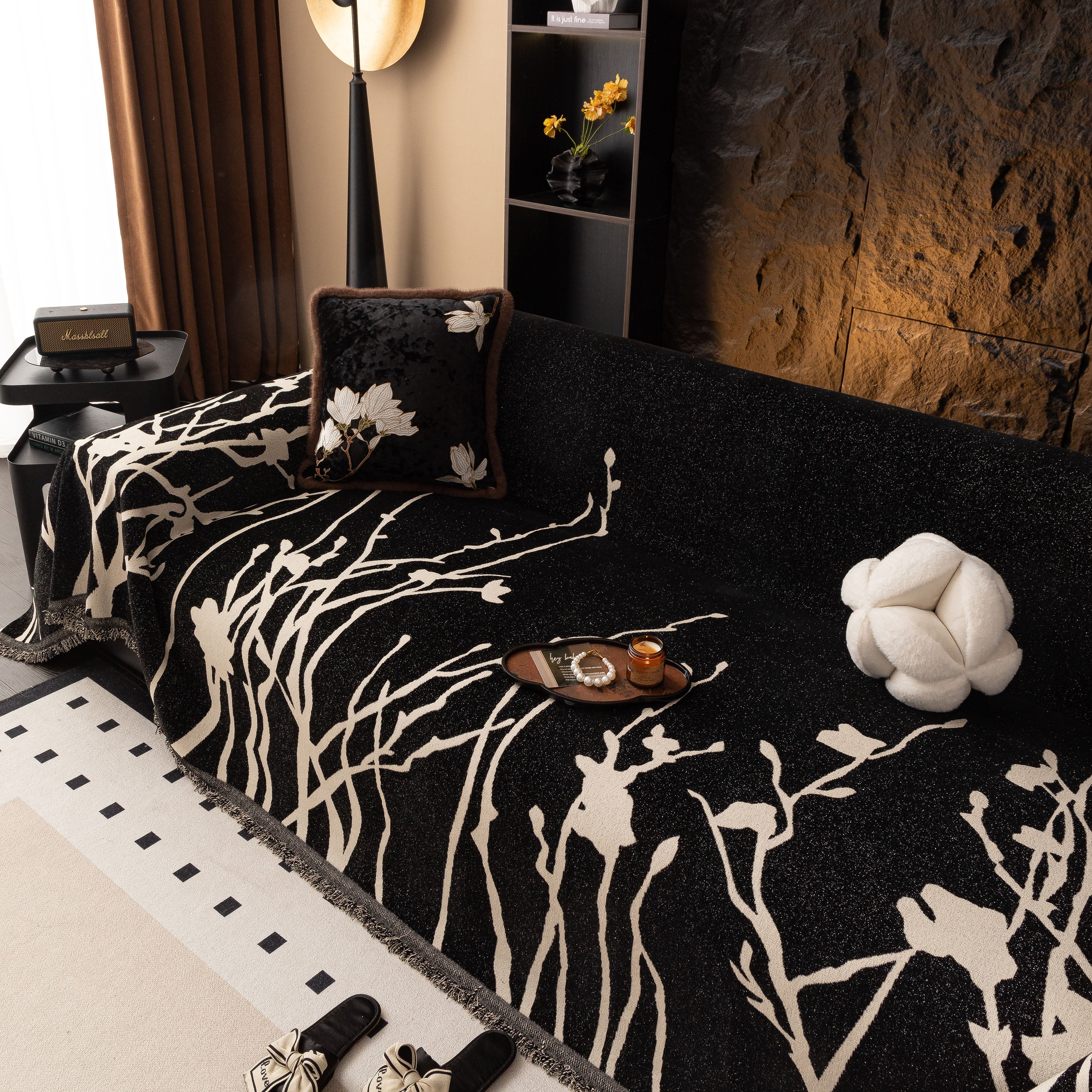 Modern Abstract Floral Sofa Throw Blanket, Decor Furniture Protector for Living Room - Image 48