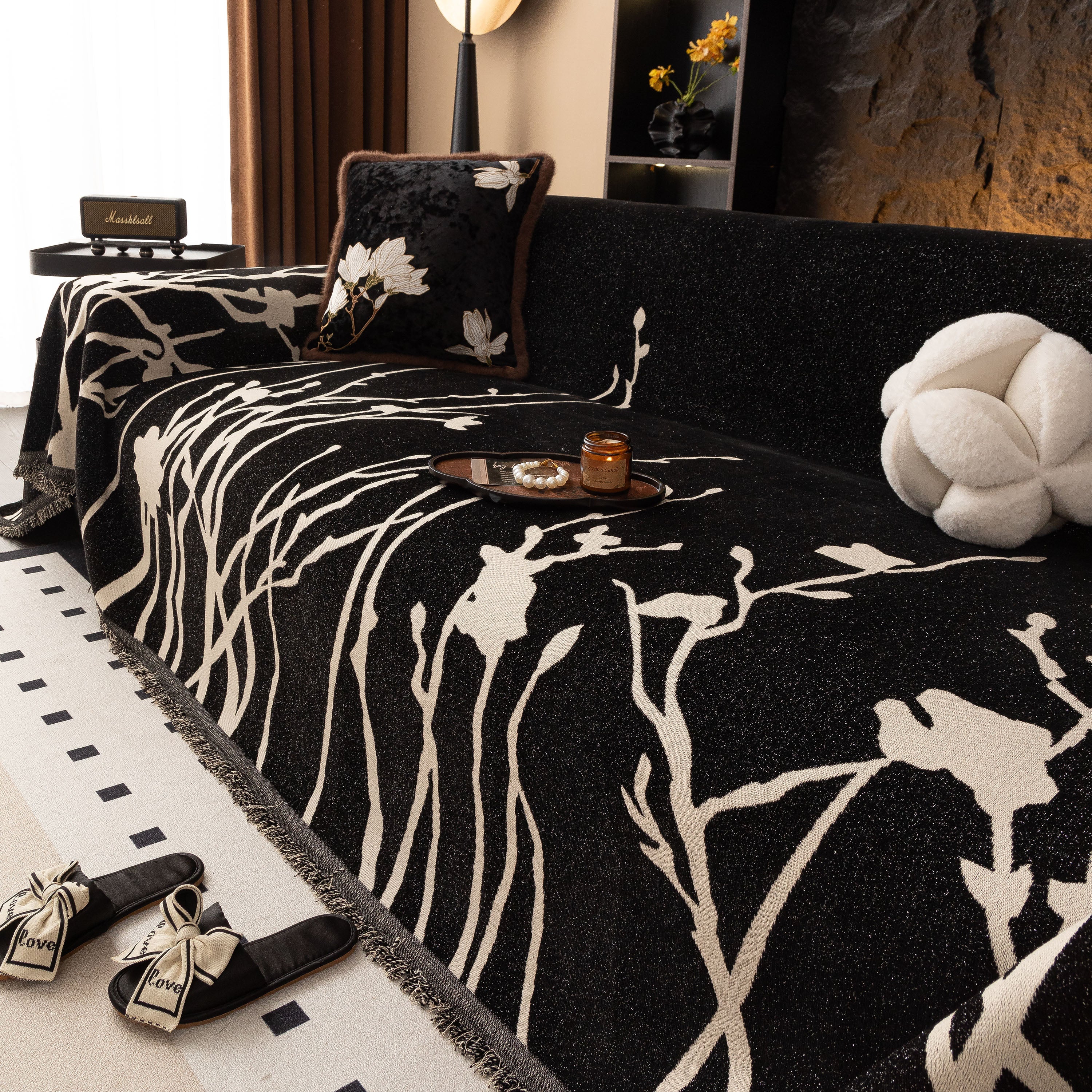Modern Abstract Floral Sofa Throw Blanket, Decor Furniture Protector for Living Room - Image 55