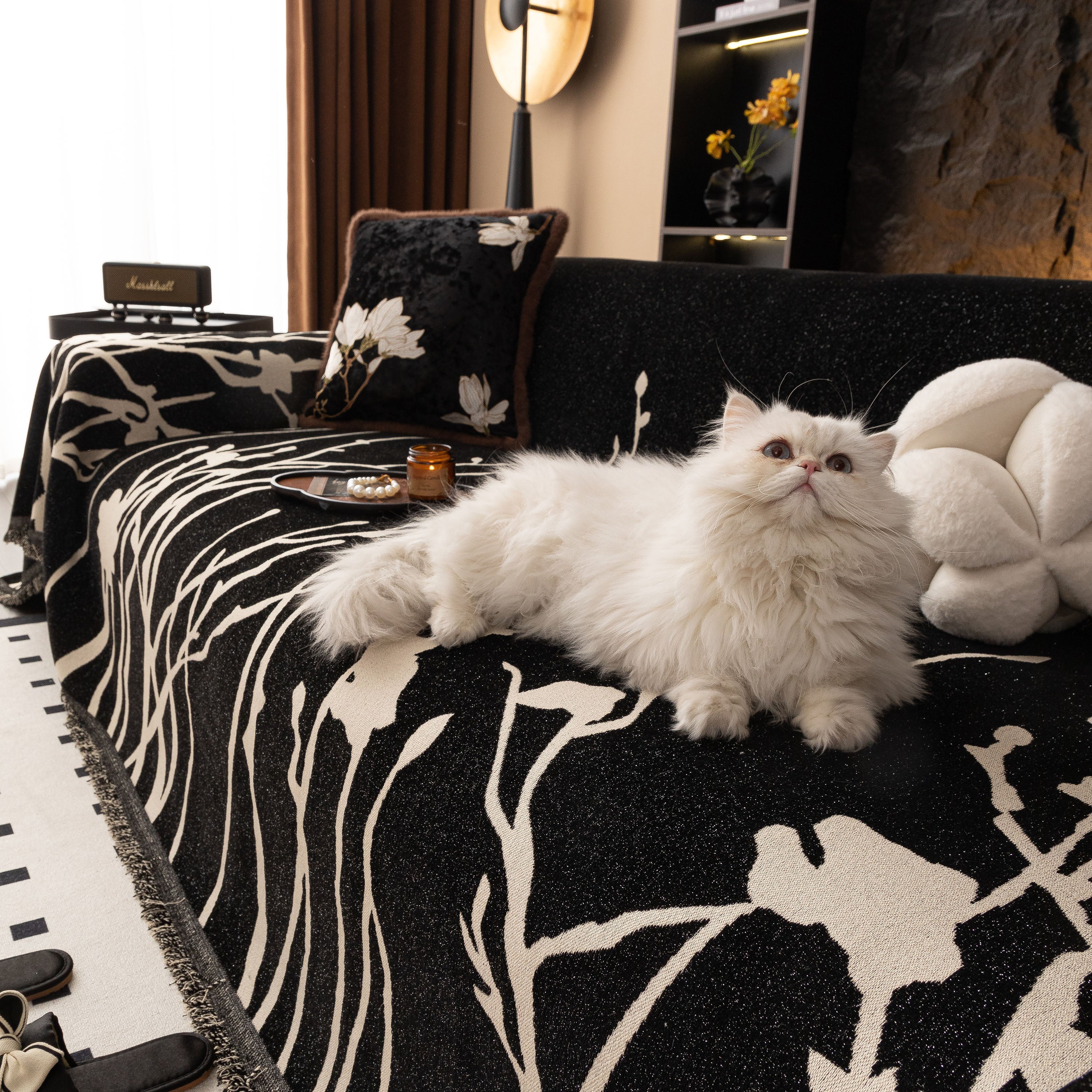 Modern Abstract Floral Sofa Throw Blanket, Decor Furniture Protector for Living Room - Image 56