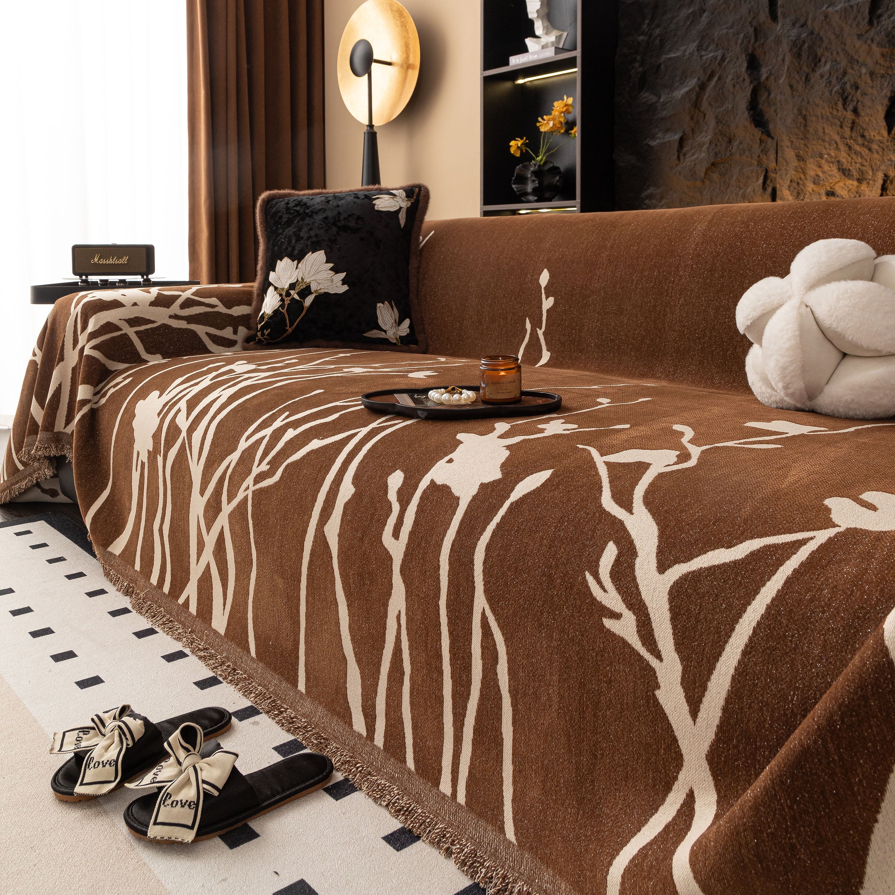 Modern Abstract Floral Sofa Throw Blanket, Decor Furniture Protector for Living Room - Image 57
