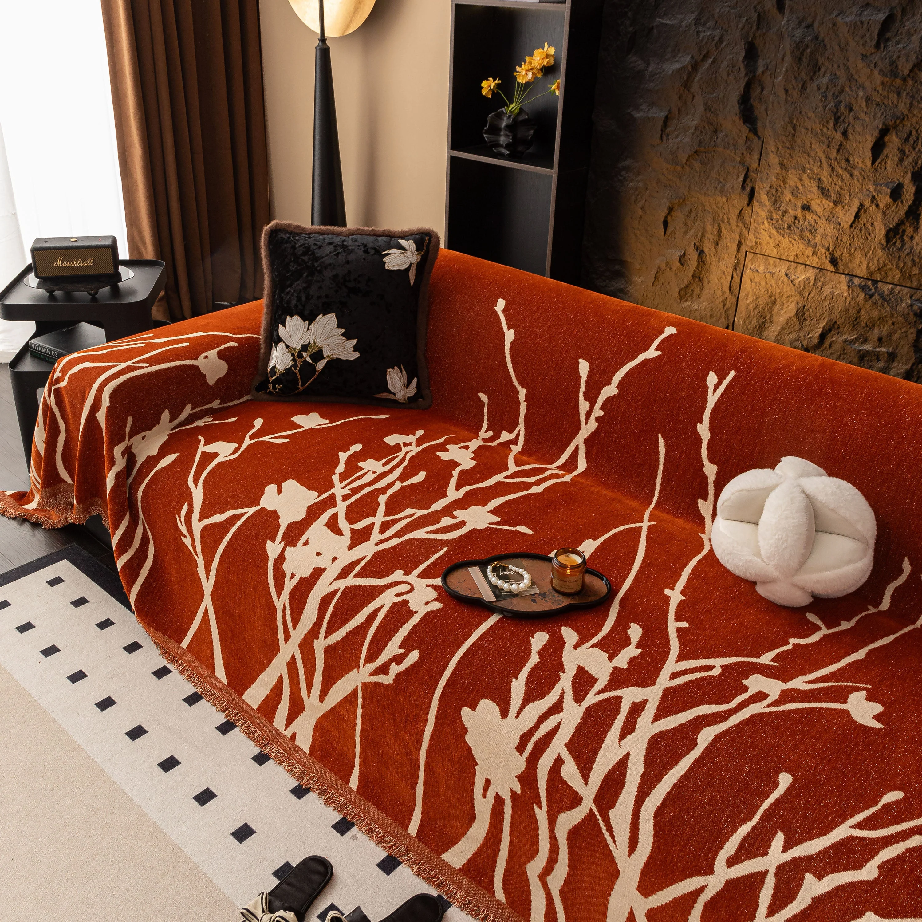 Modern Abstract Floral Sofa Throw Blanket, Decor Furniture Protector for Living Room - Image 6