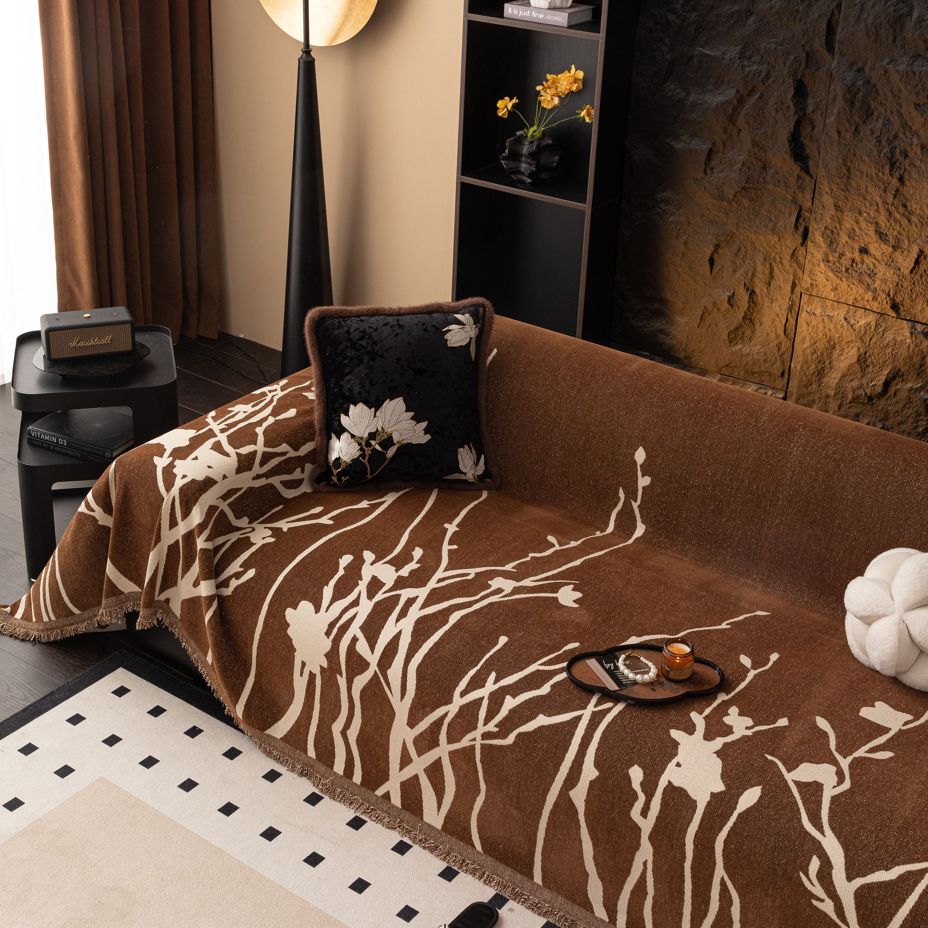 Modern Abstract Floral Sofa Throw Blanket, Decor Furniture Protector for Living Room - Image 60