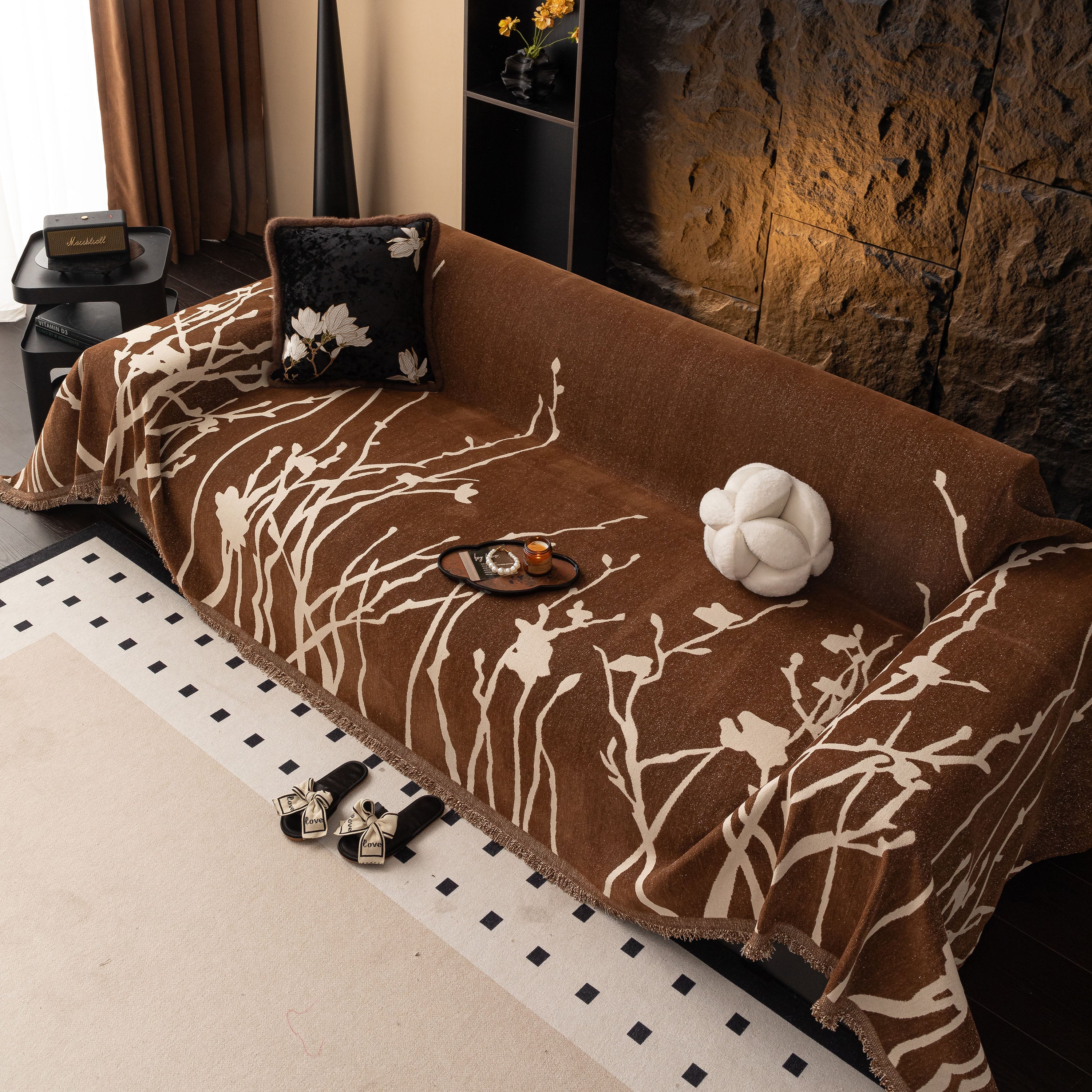 Modern Abstract Floral Sofa Throw Blanket, Decor Furniture Protector for Living Room - Image 61