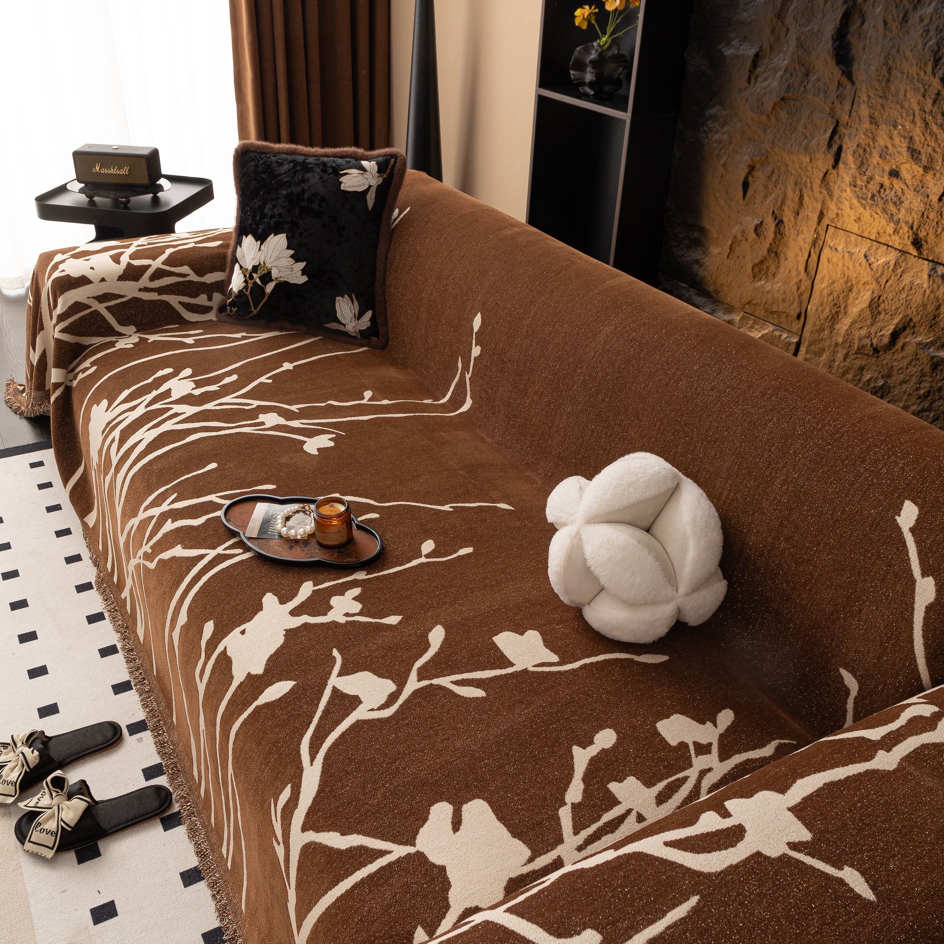 Modern Abstract Floral Sofa Throw Blanket, Decor Furniture Protector for Living Room - Image 62