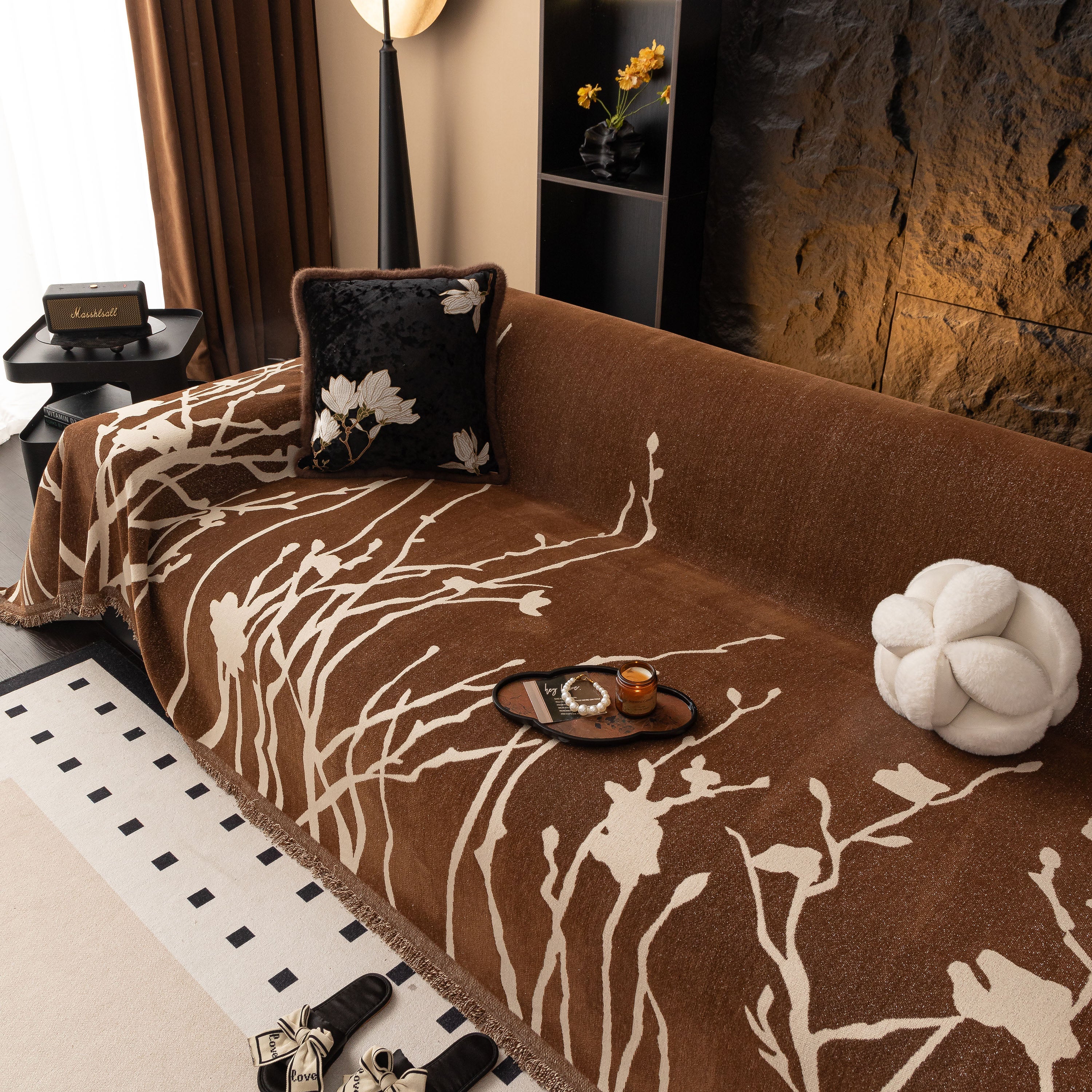 Modern Abstract Floral Sofa Throw Blanket, Decor Furniture Protector for Living Room - Image 63