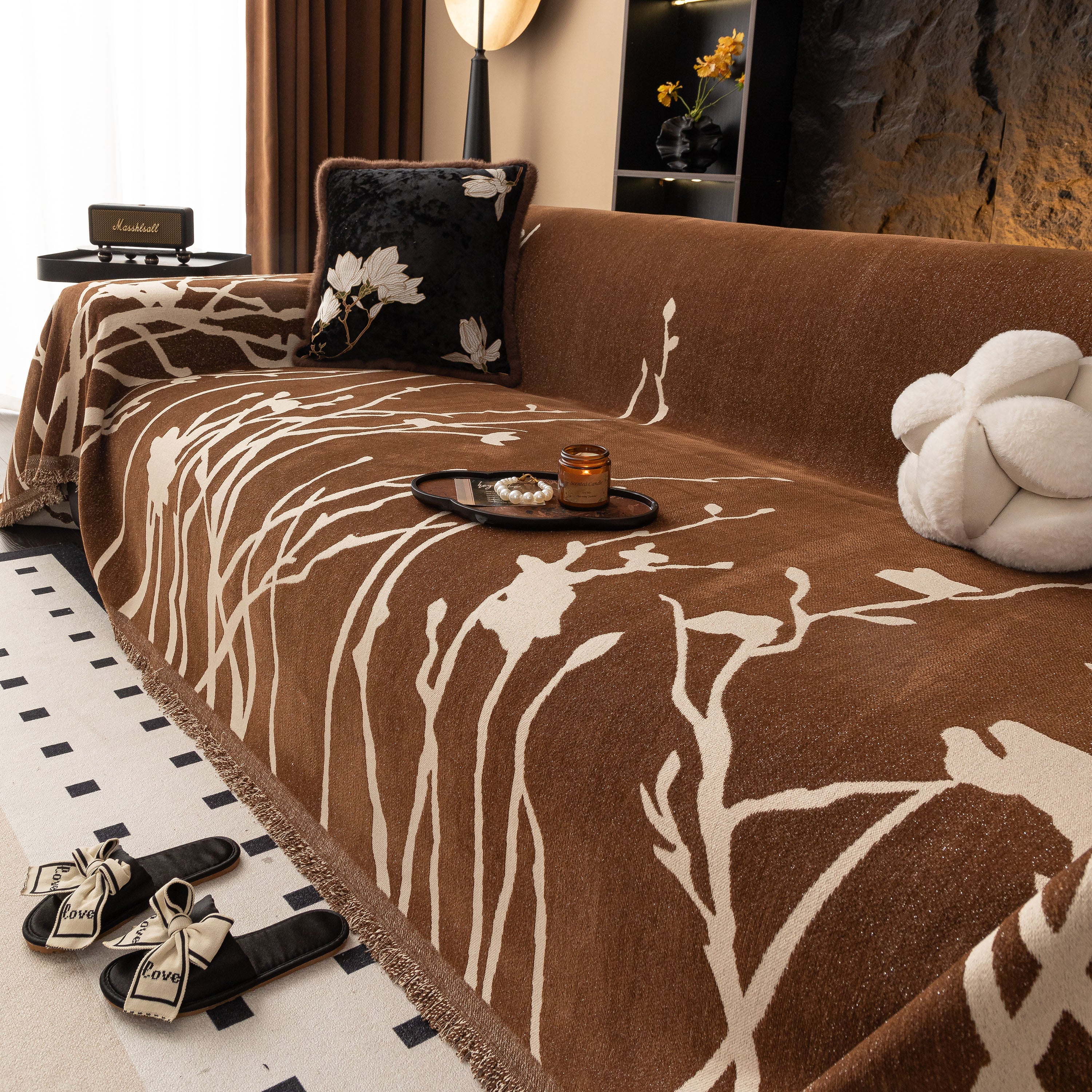 Modern Abstract Floral Sofa Throw Blanket, Decor Furniture Protector for Living Room - Image 69