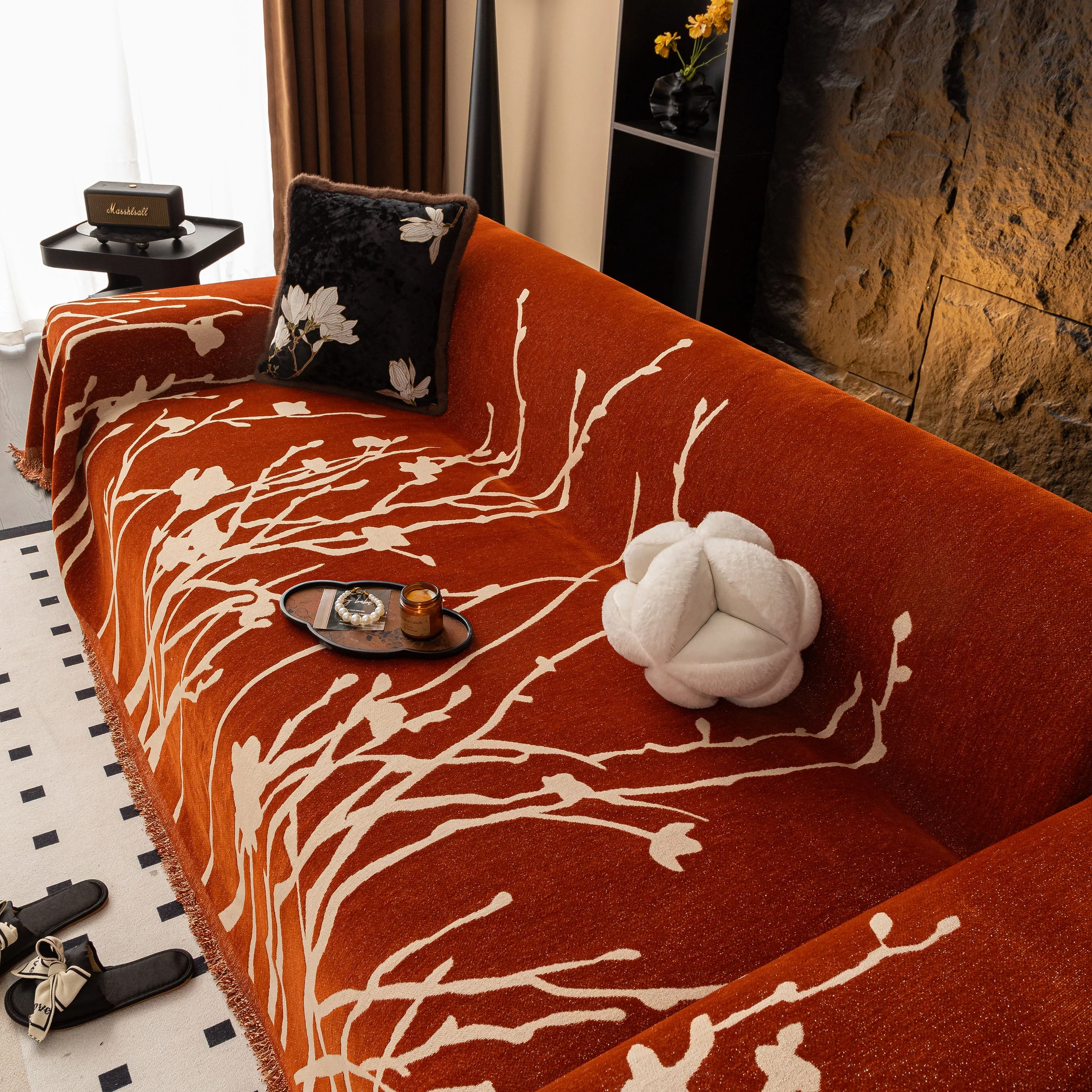 Modern Abstract Floral Sofa Throw Blanket, Decor Furniture Protector for Living Room - Image 7
