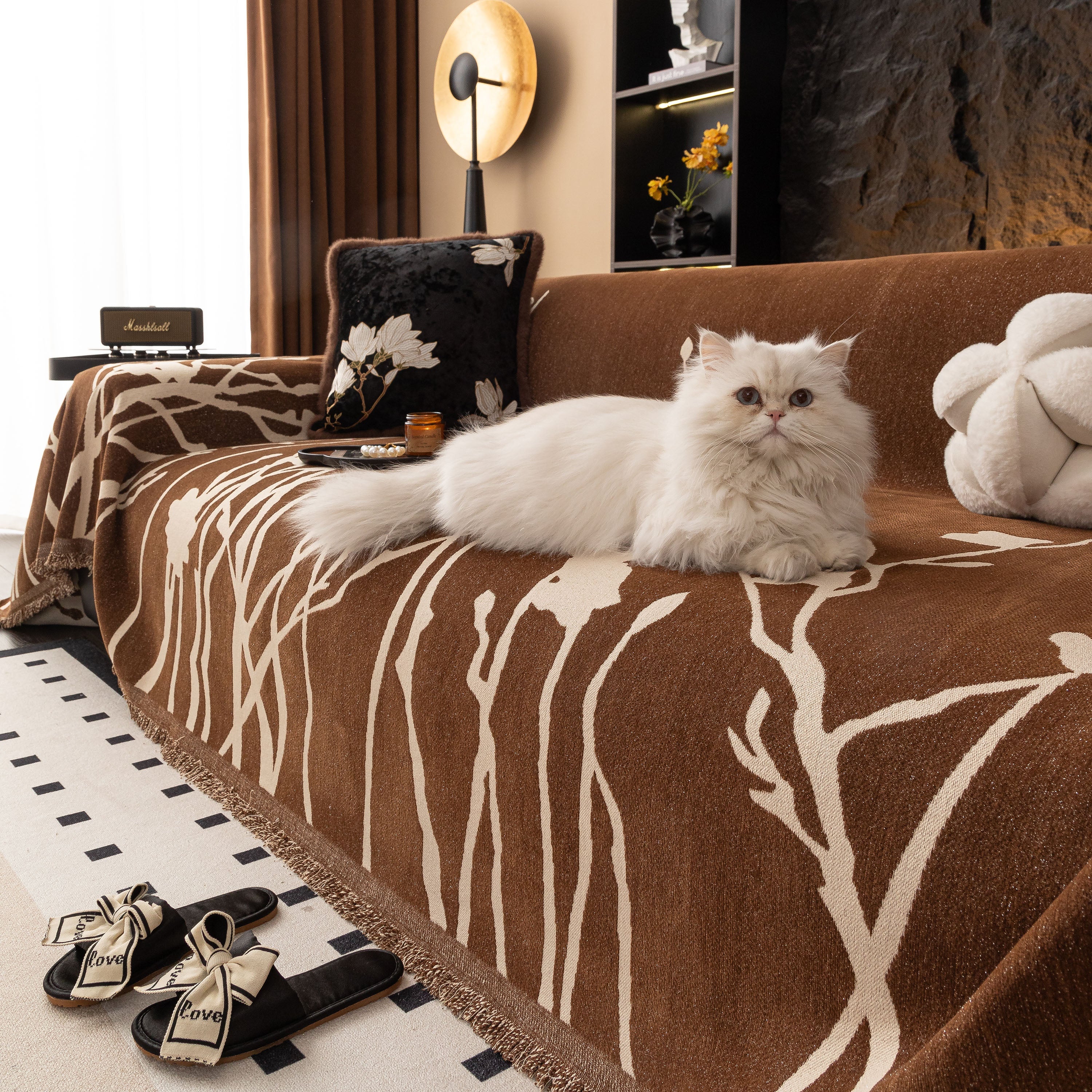 Modern Abstract Floral Sofa Throw Blanket, Decor Furniture Protector for Living Room - Image 70