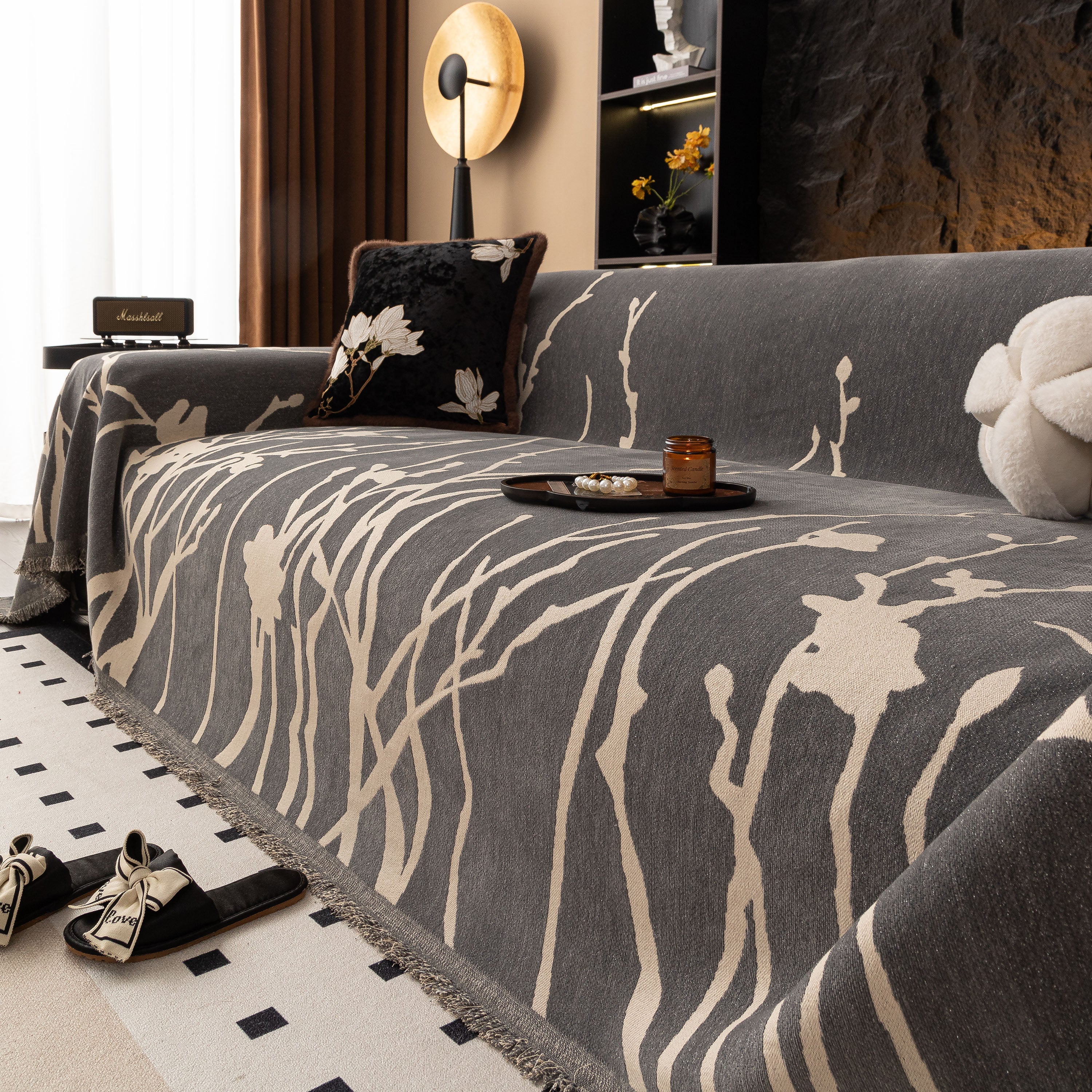 Modern Abstract Floral Sofa Throw Blanket, Decor Furniture Protector for Living Room - Image 71