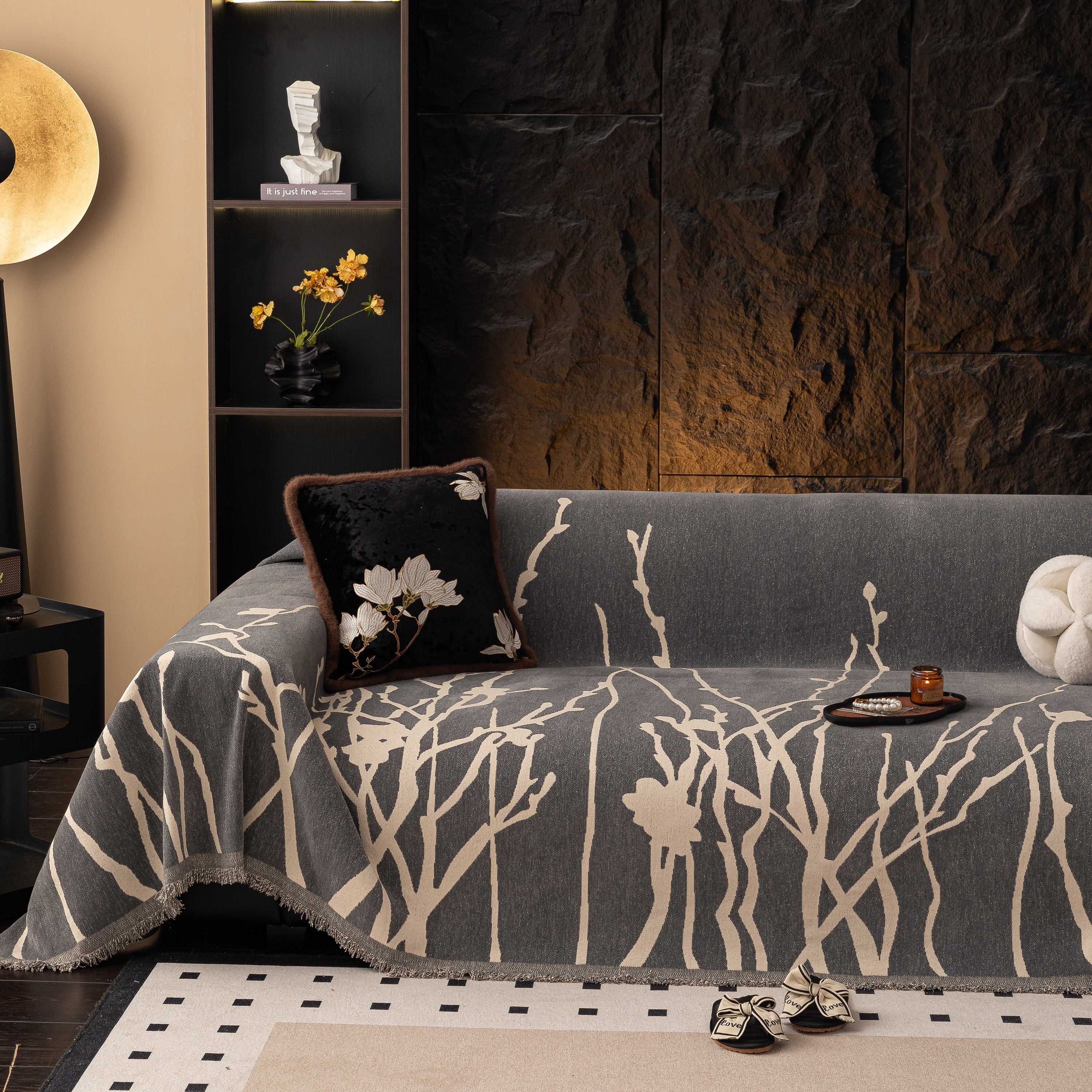 Modern Abstract Floral Sofa Throw Blanket, Decor Furniture Protector for Living Room - Image 72