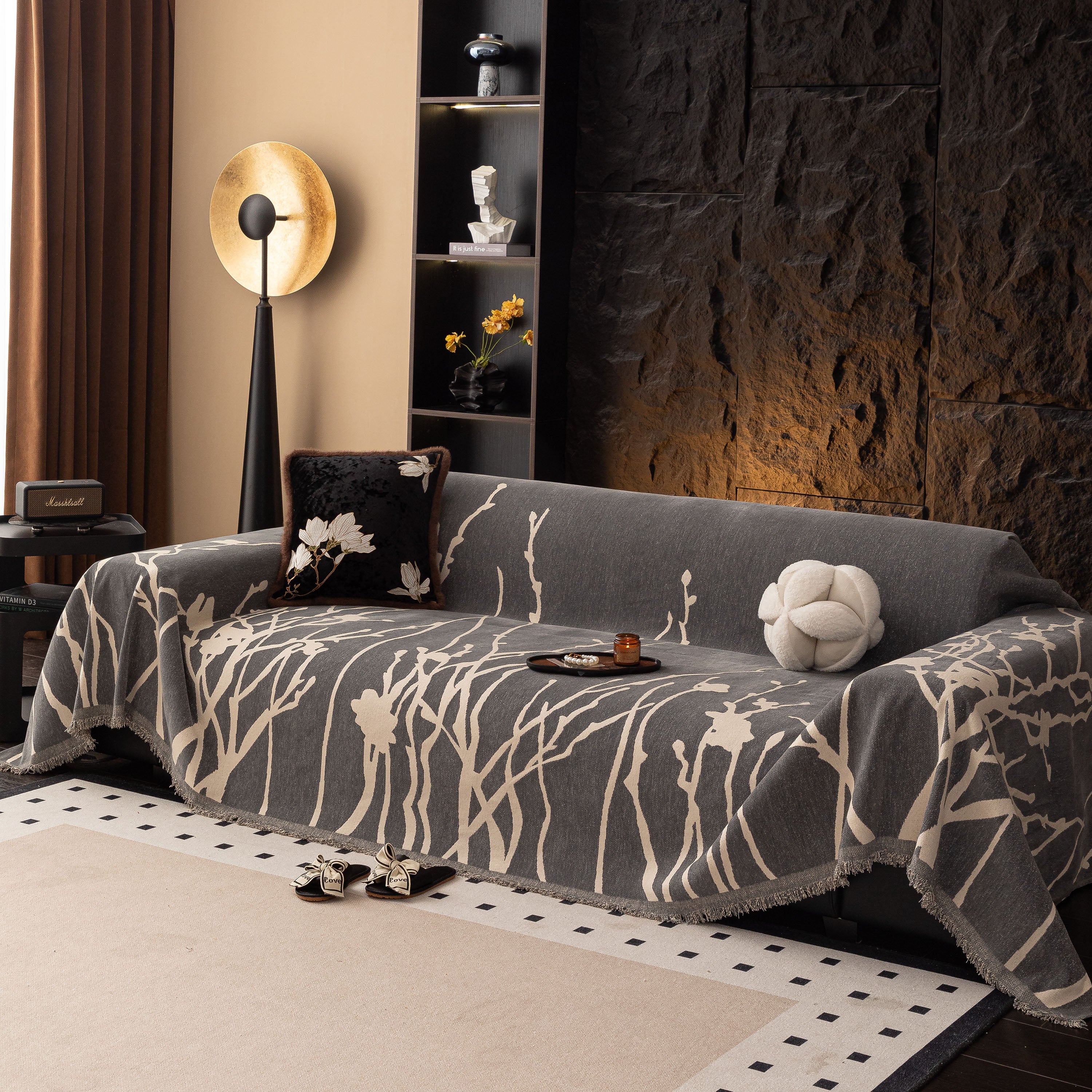 Modern Abstract Floral Sofa Throw Blanket, Decor Furniture Protector for Living Room - Image 73
