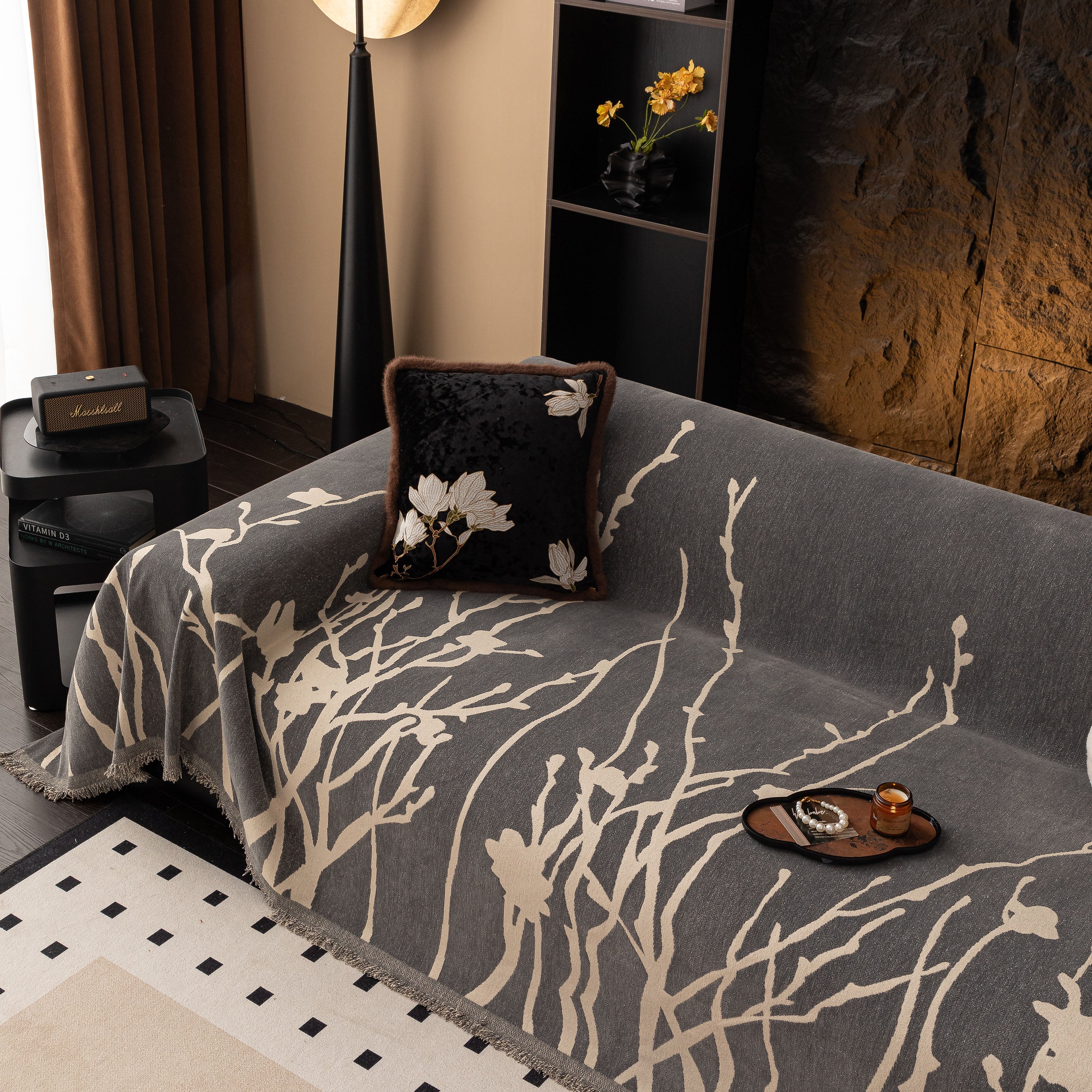 Modern Abstract Floral Sofa Throw Blanket, Decor Furniture Protector for Living Room - Image 74