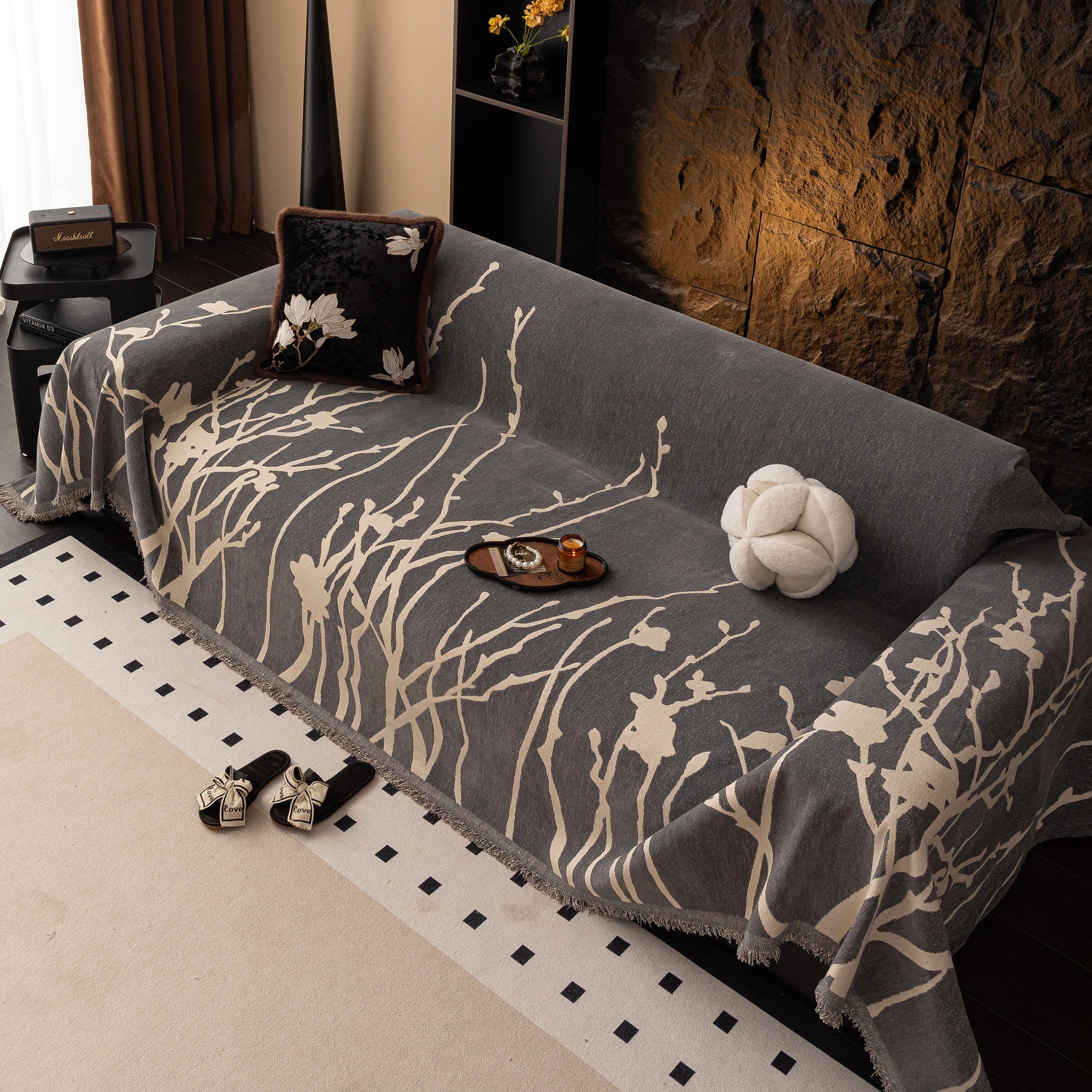 Modern Abstract Floral Sofa Throw Blanket, Decor Furniture Protector for Living Room - Image 75