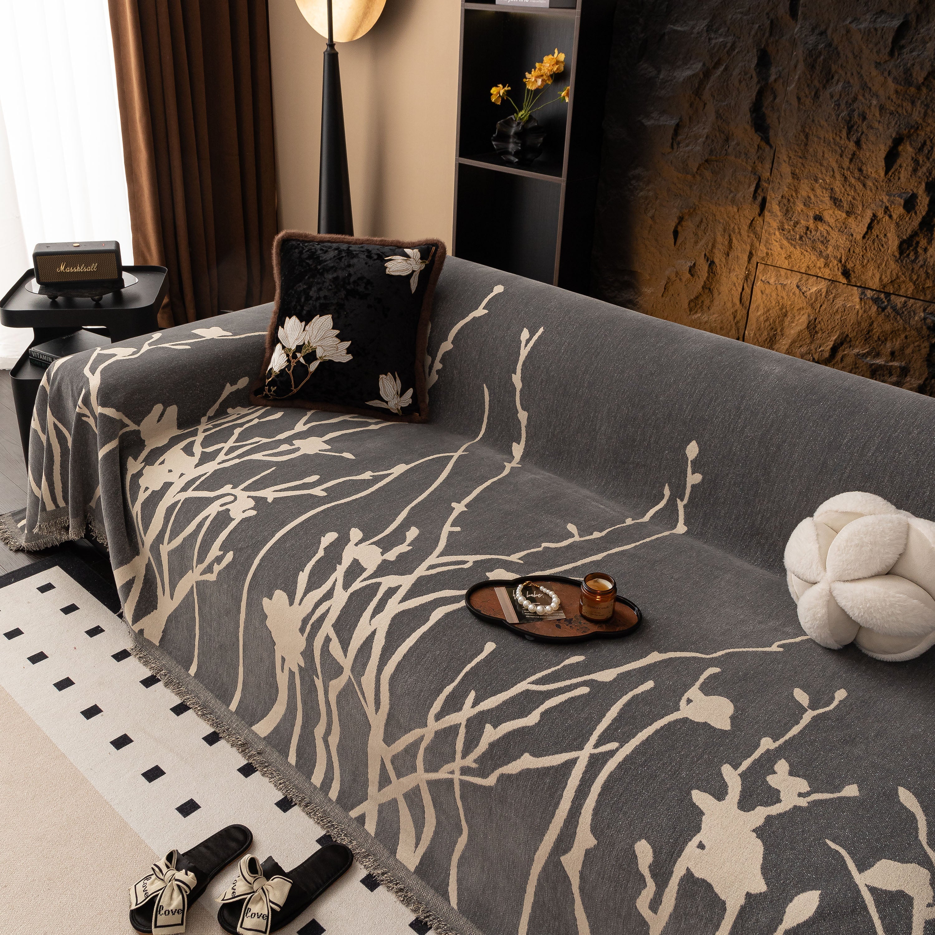 Modern Abstract Floral Sofa Throw Blanket, Decor Furniture Protector for Living Room - Image 76