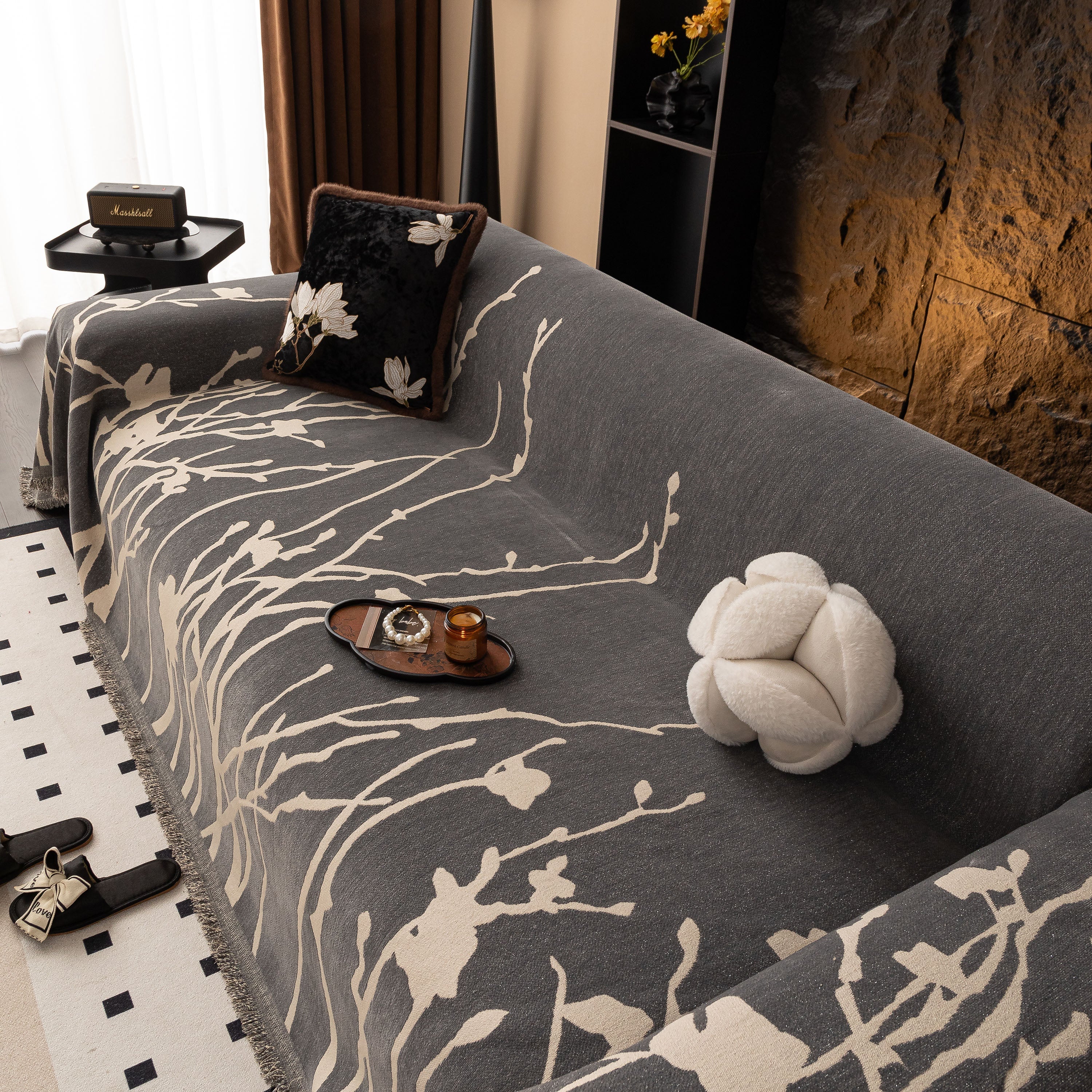 Modern Abstract Floral Sofa Throw Blanket, Decor Furniture Protector for Living Room - Image 77