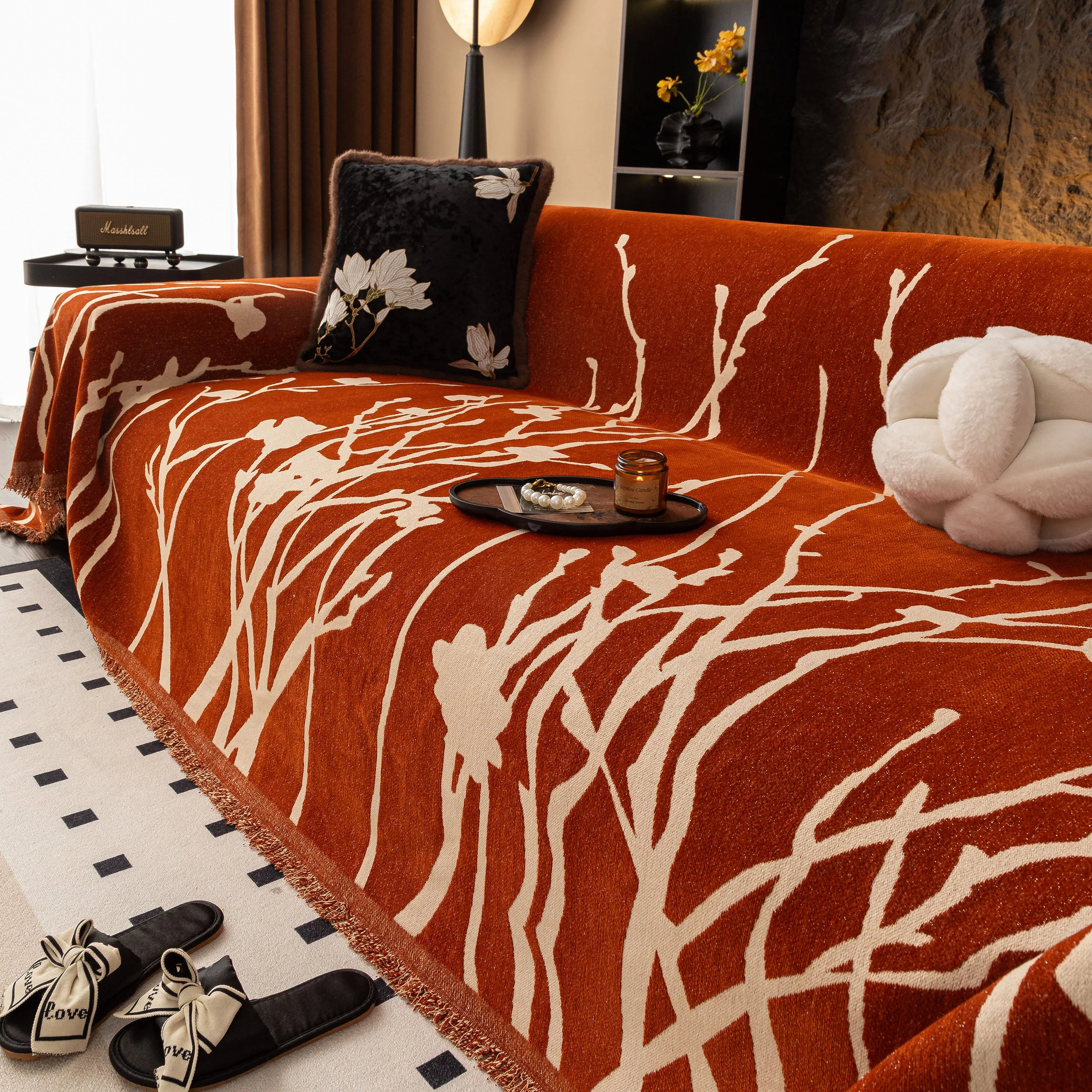 Modern Abstract Floral Sofa Throw Blanket, Decor Furniture Protector for Living Room - Image 8