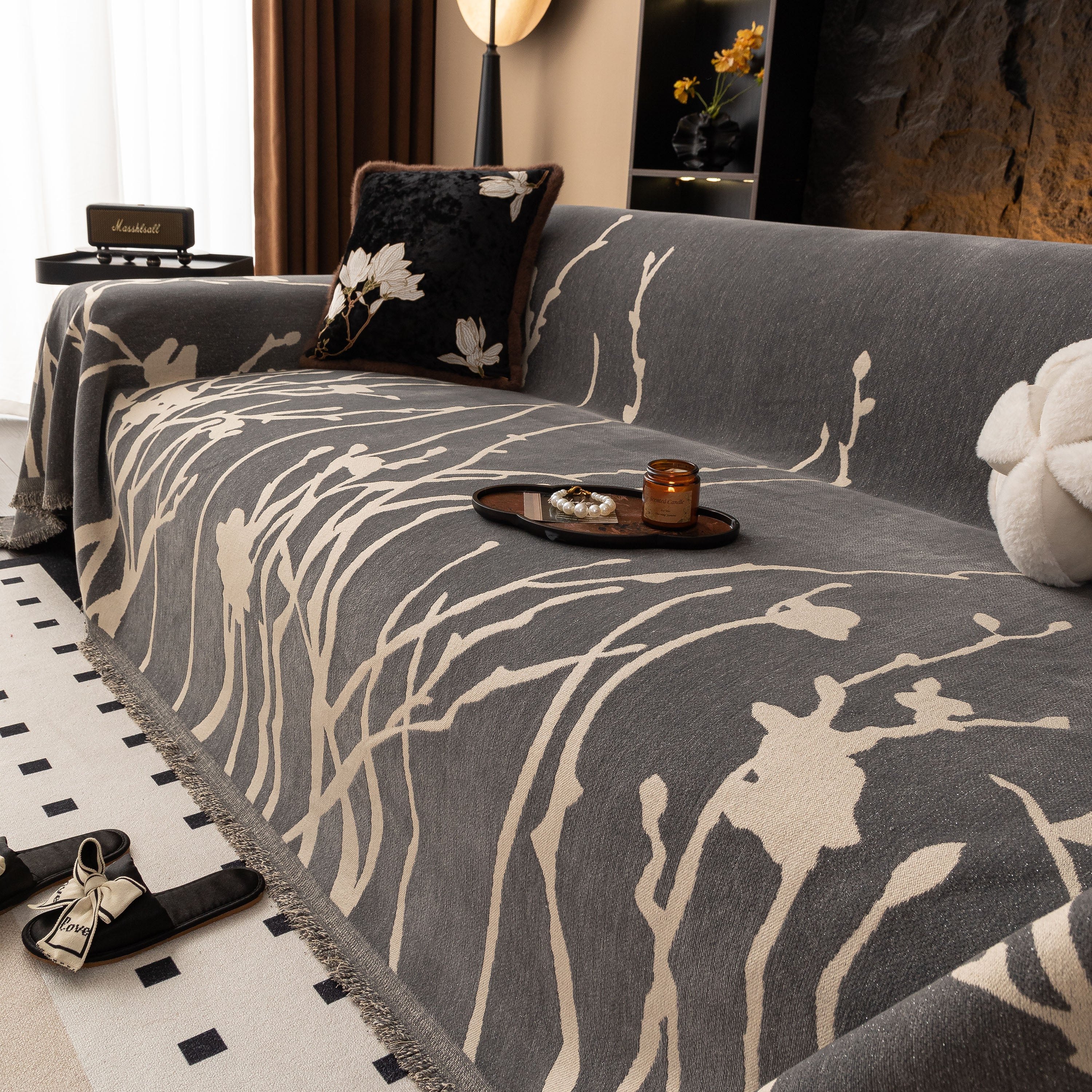 Modern Abstract Floral Sofa Throw Blanket, Decor Furniture Protector for Living Room - Image 83