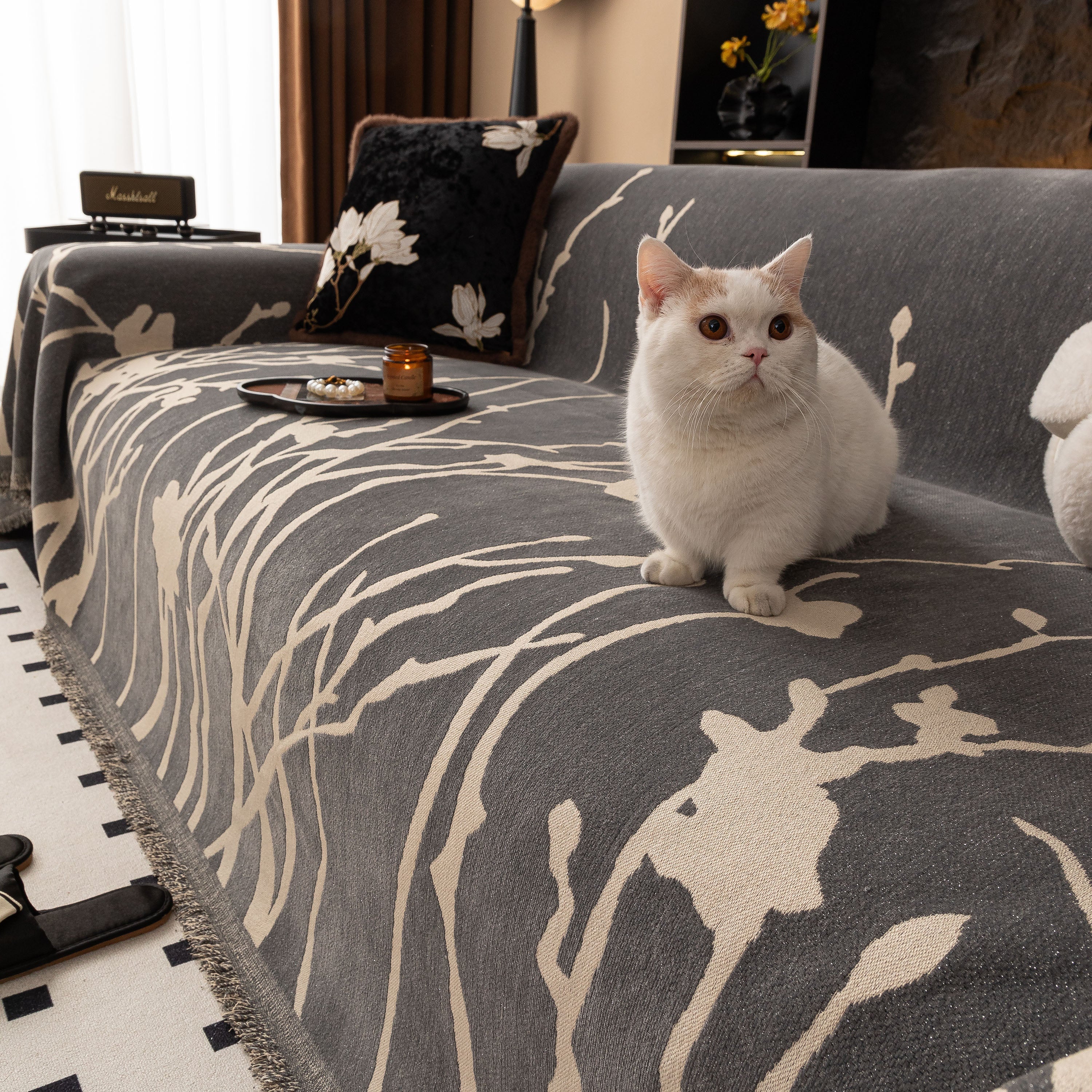 Modern Abstract Floral Sofa Throw Blanket, Decor Furniture Protector for Living Room - Image 84