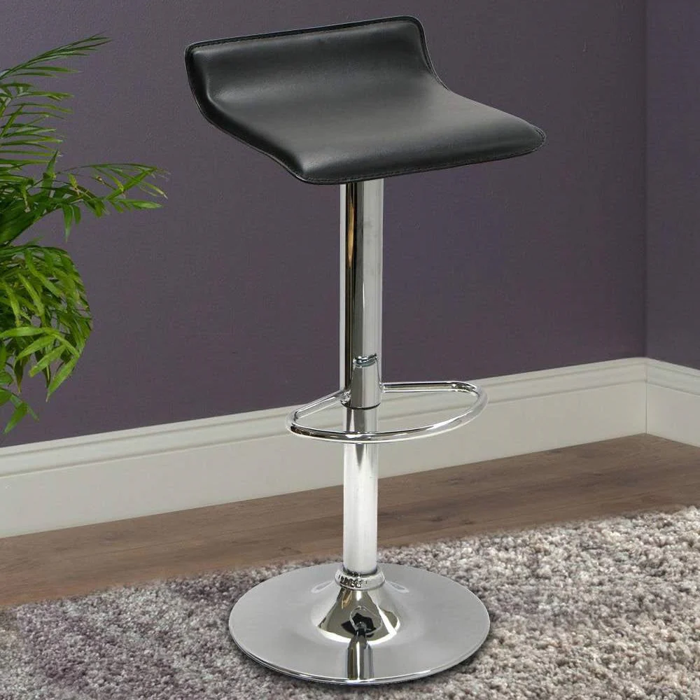 Modern Air-Lift Adjustable Bar Stools with Black PVC Seat - Image 2