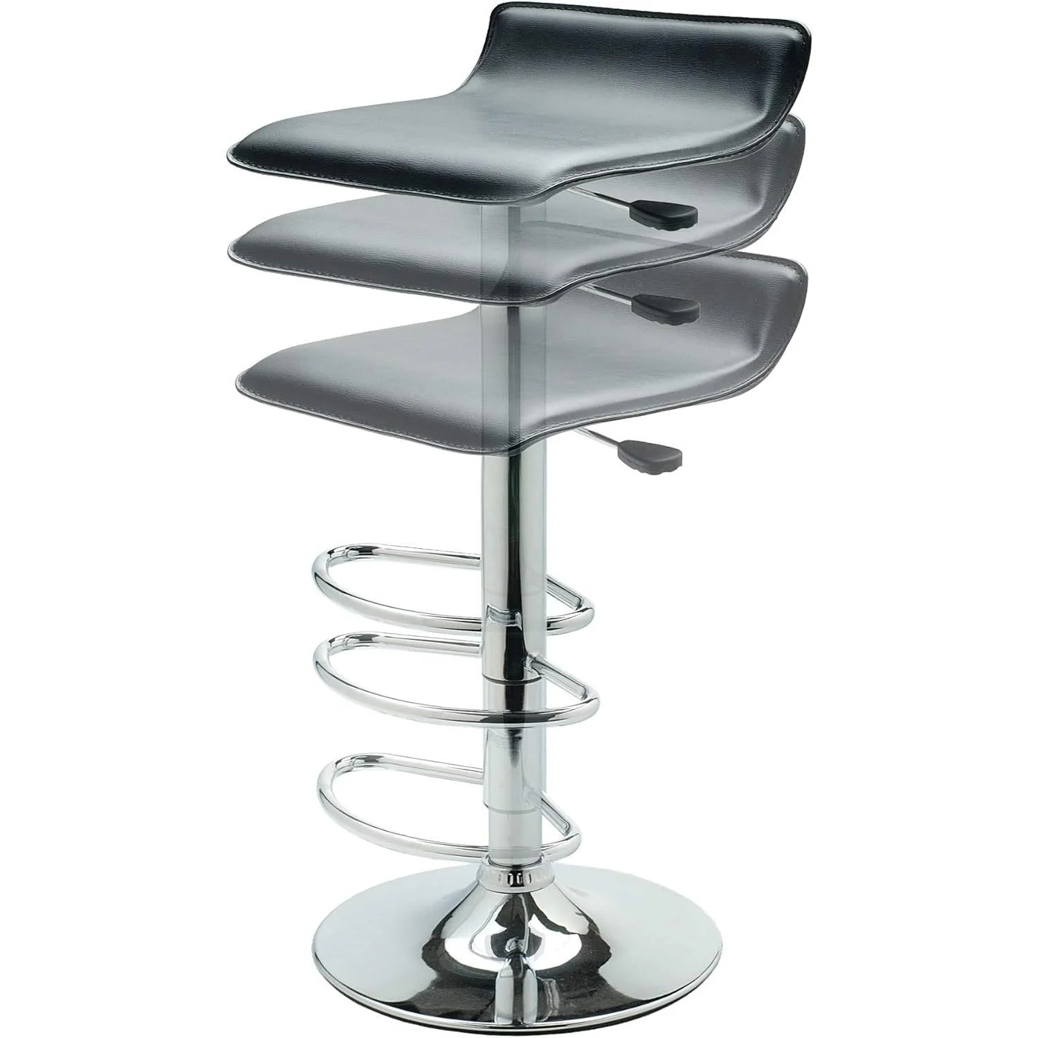 Modern Air-Lift Adjustable Bar Stools with Black PVC Seat - Image 3