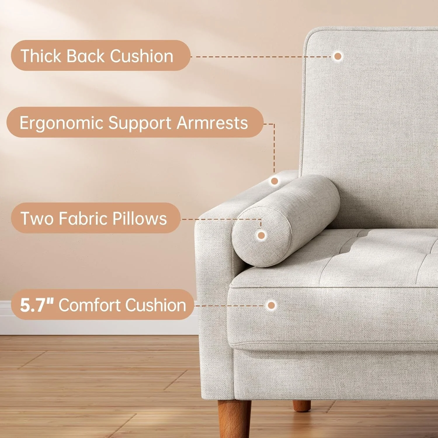 Modern Ashbeige Loveseat for Small Spaces - Image 4