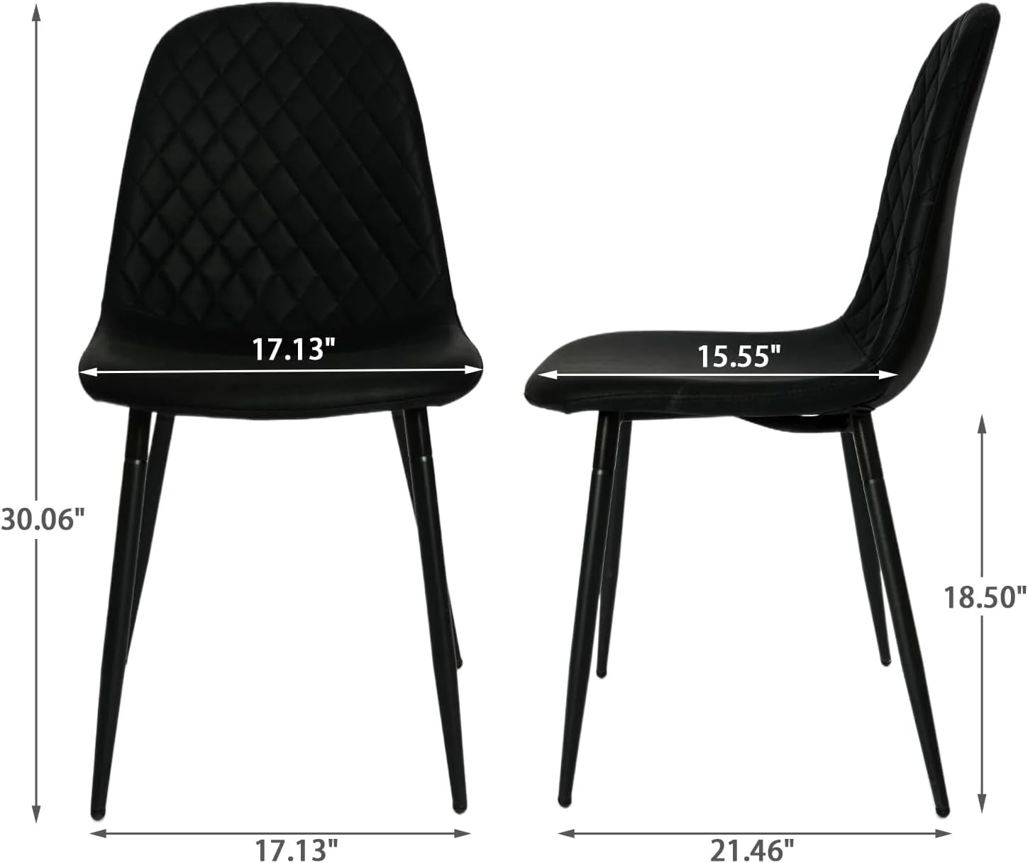 Modern Black Dining Chairs Set of 2, PU Leather Dining Room Chairs - Image 2