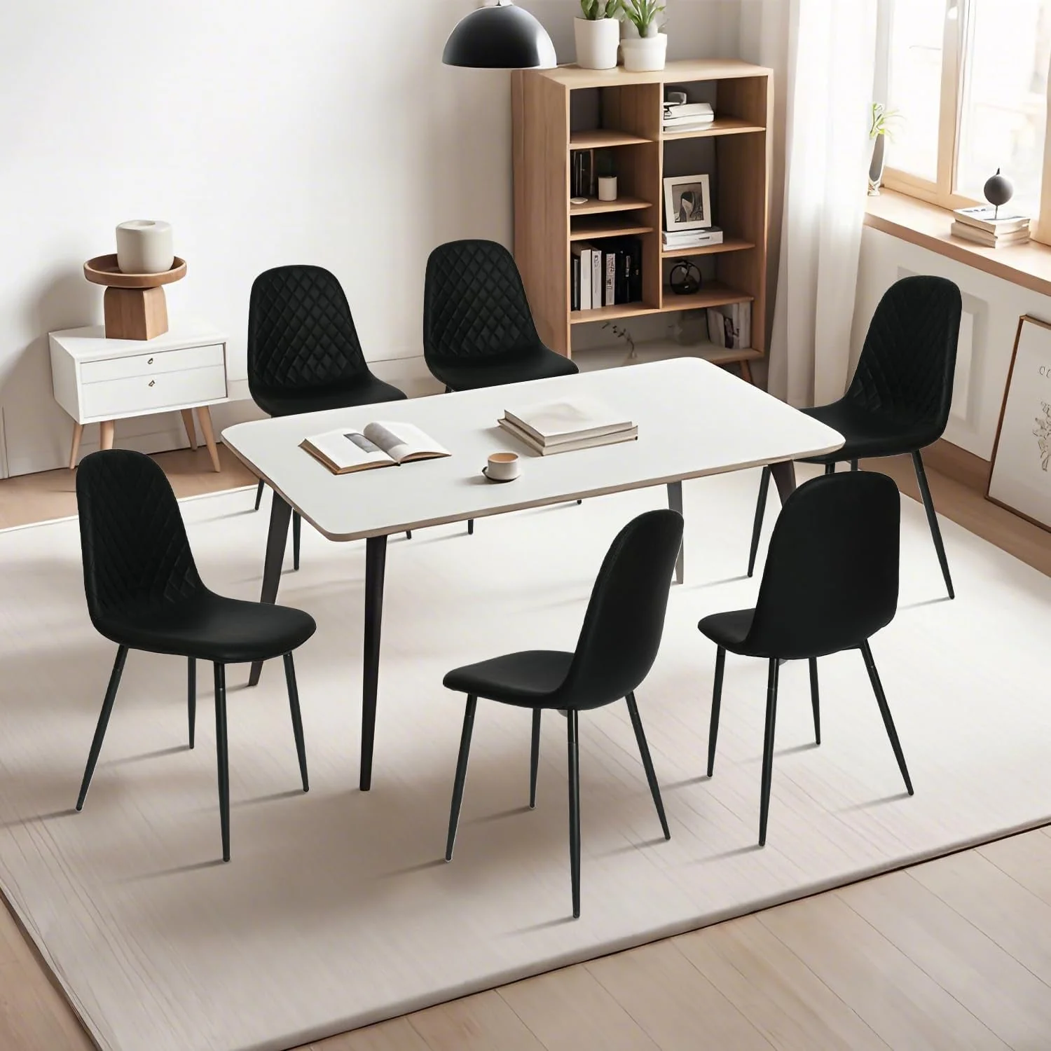 Modern Black Dining Chairs Set of 2, PU Leather Dining Room Chairs - Image 3
