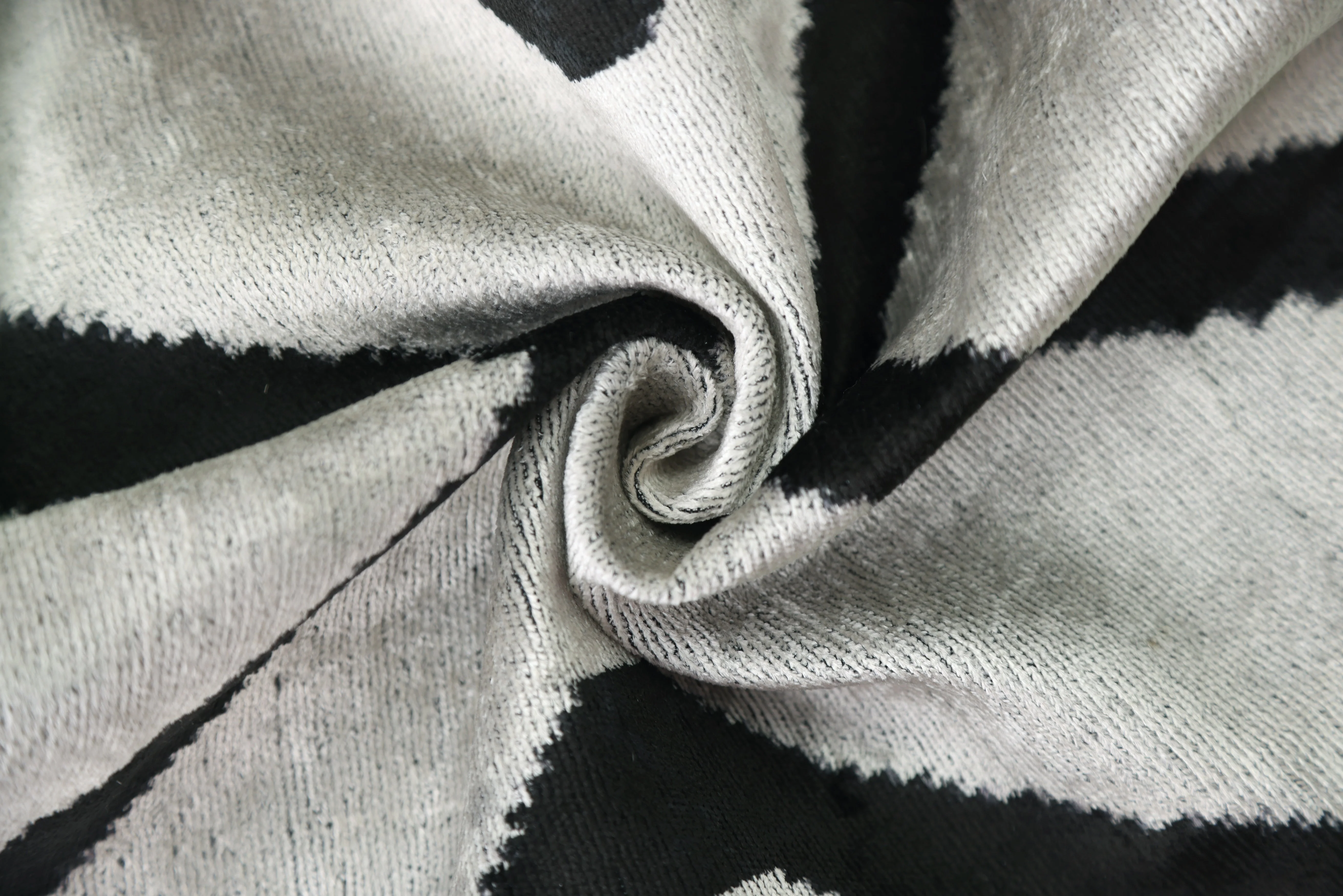 Modern Black & White Chevron Ikat Velvet Pillow – 16x16 Handmade Cushion - Image 2