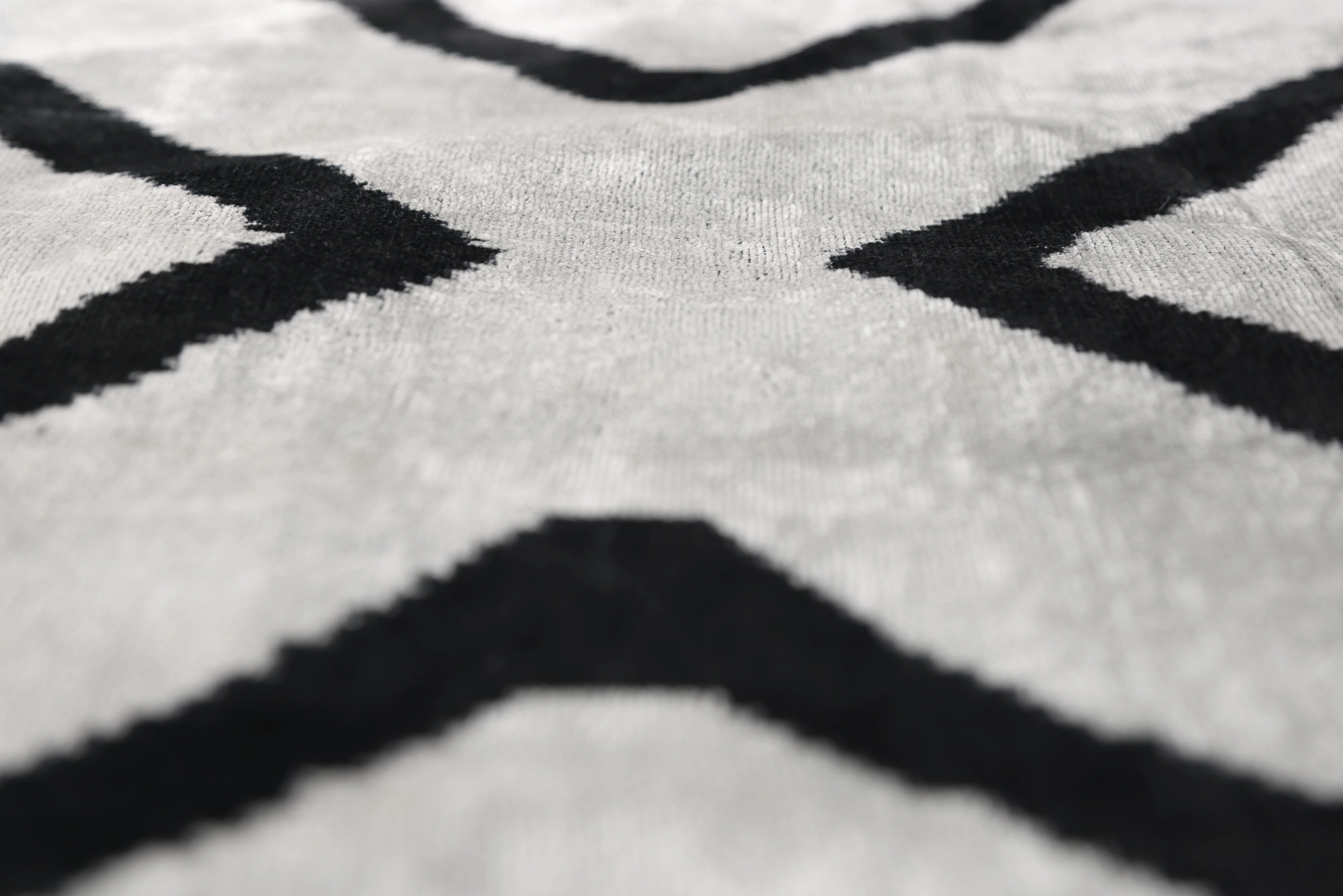 Modern Black & White Chevron Ikat Velvet Pillow – 16x16 Handmade Cushion - Image 4